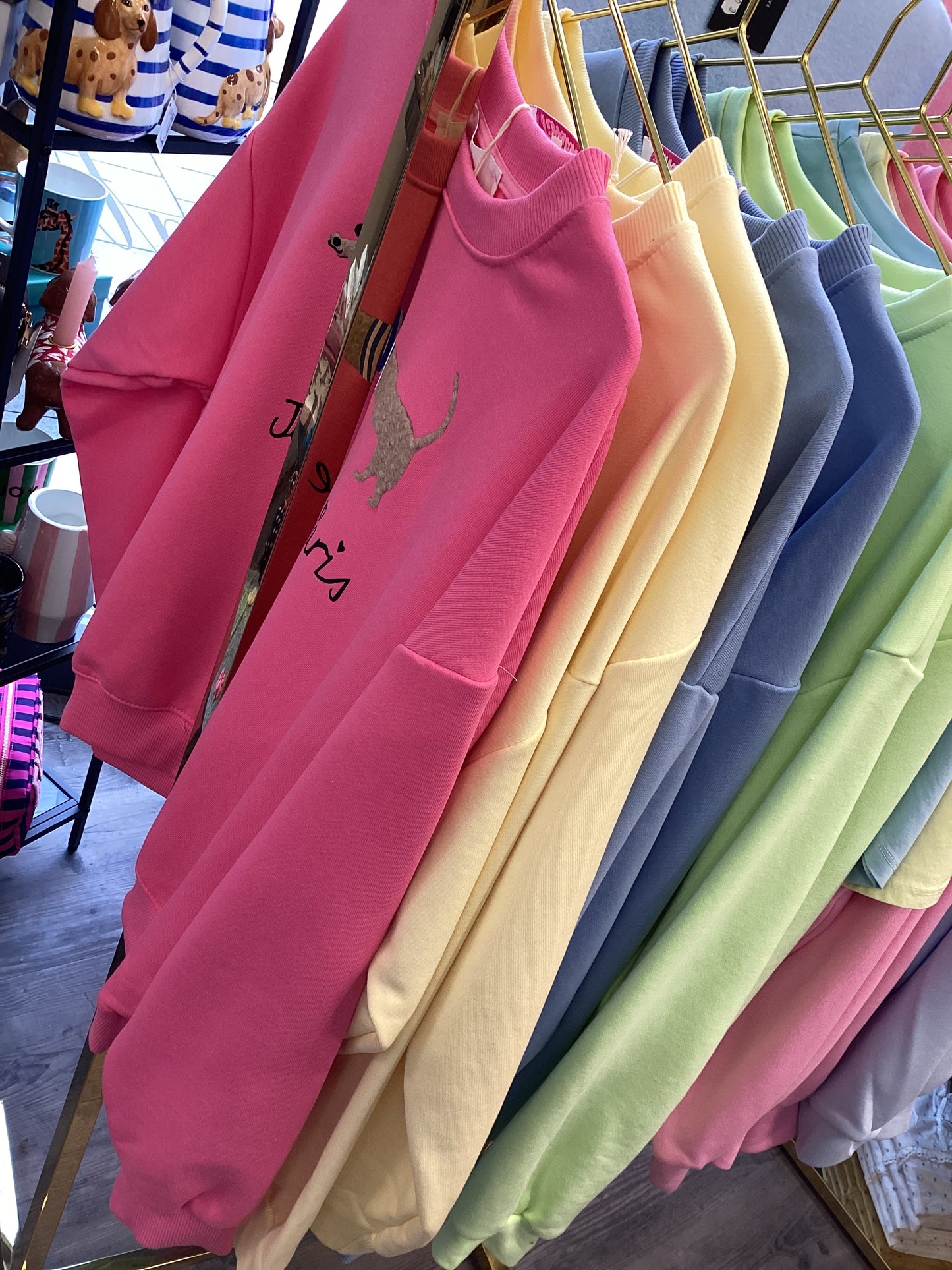 Damen Sweatshirt Hot-Dog 🐾🦴🐶 One Size 🌷🍋🩵