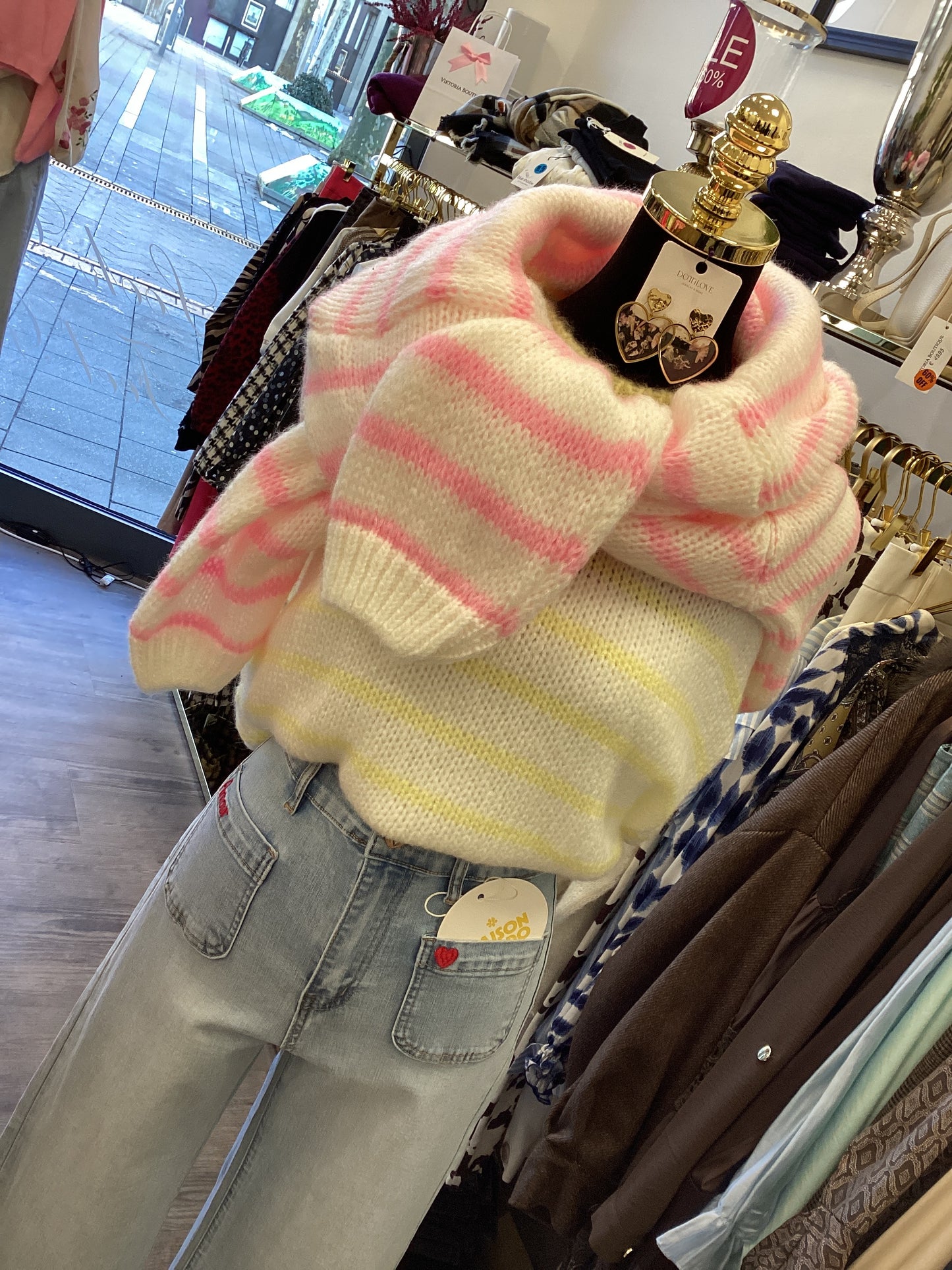 Damen Pullover 🎀🍋 gestreift One Size