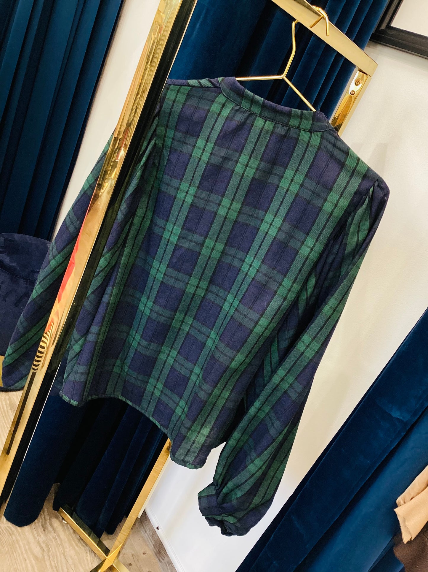 Tartan 🤠 Look Bluse mit Wickel Optik One Size