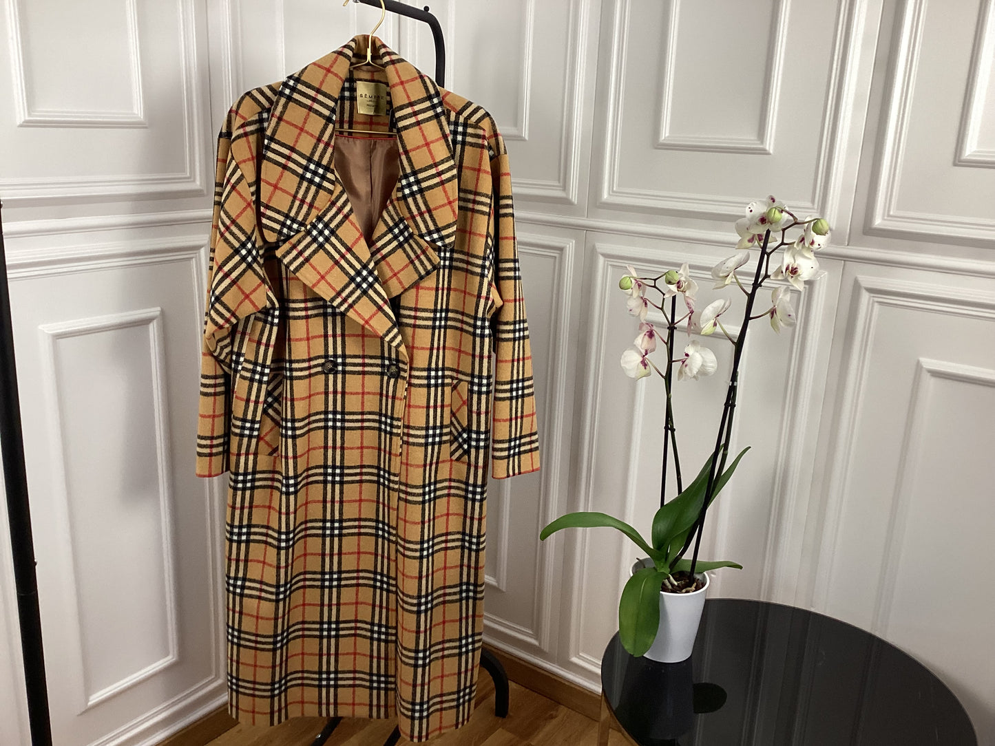 Mantel Kariert sehr weich Trend beige black Nova Wow