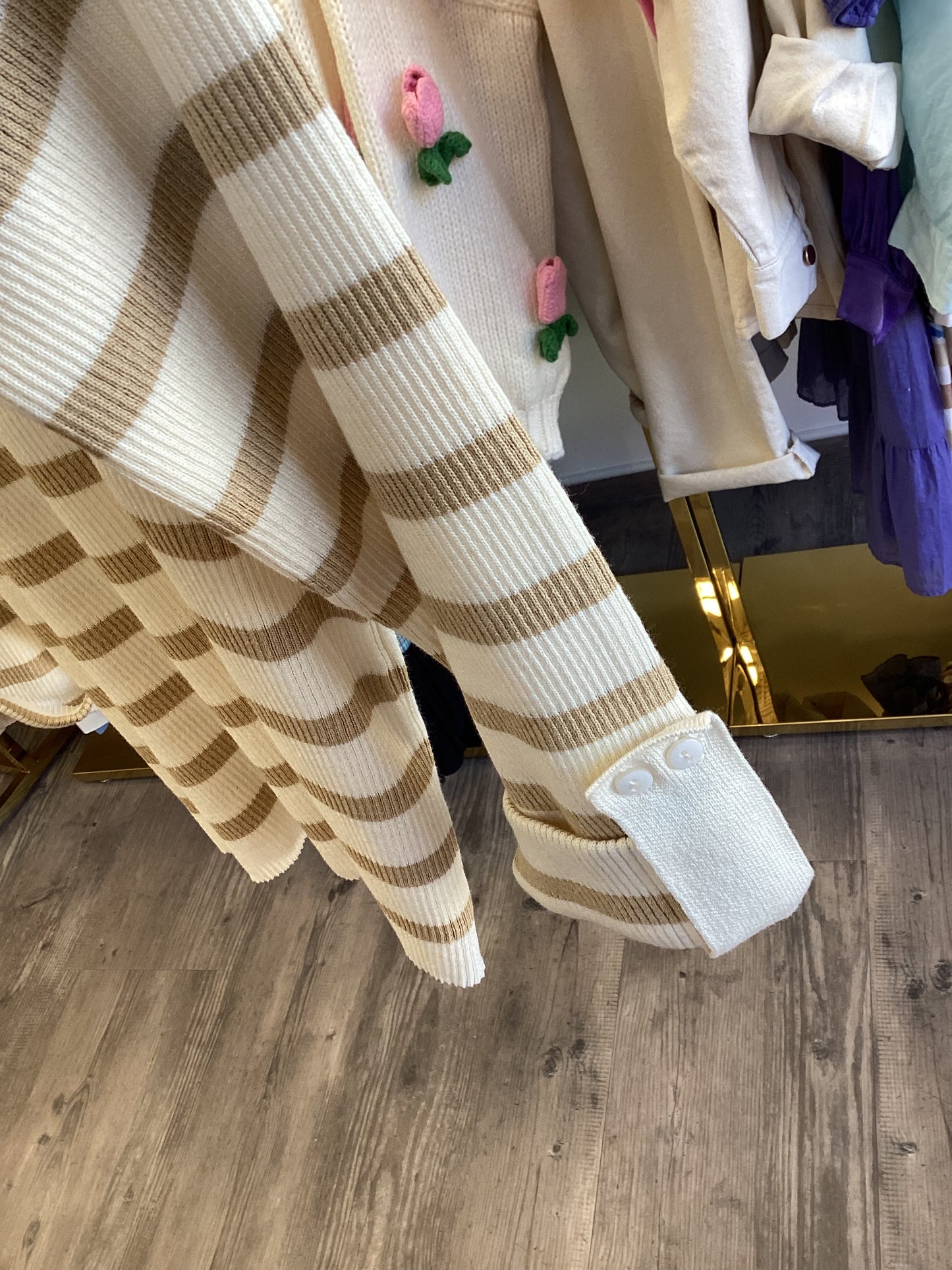 Pullover Sempre Vanille Cappuccino gestreift One Size