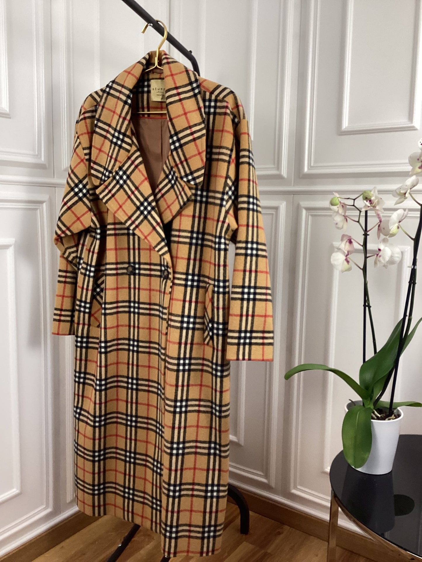 Mantel Kariert sehr weich Trend beige black Nova Wow