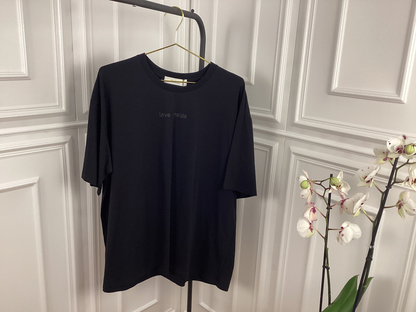 Damen Oversize T-Shirt black white cotton Love Inside