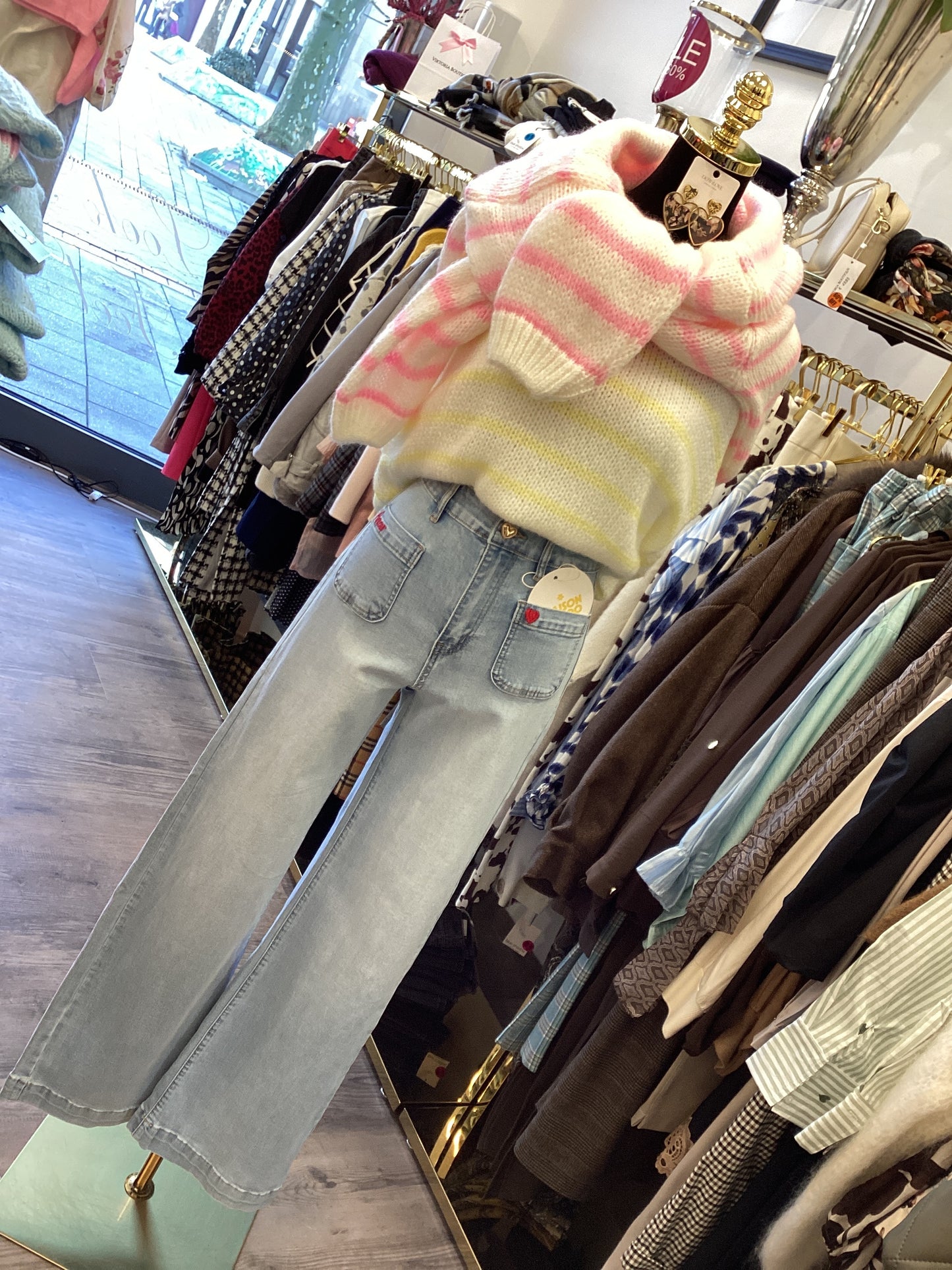 Damen Jeans Love ❤️ Wide Flare amour sky blue