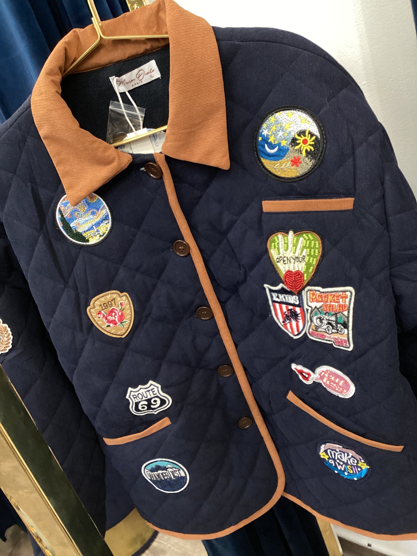 Übergangsjacke ♣️♠️ Jacke Modern Logo Patches Navy