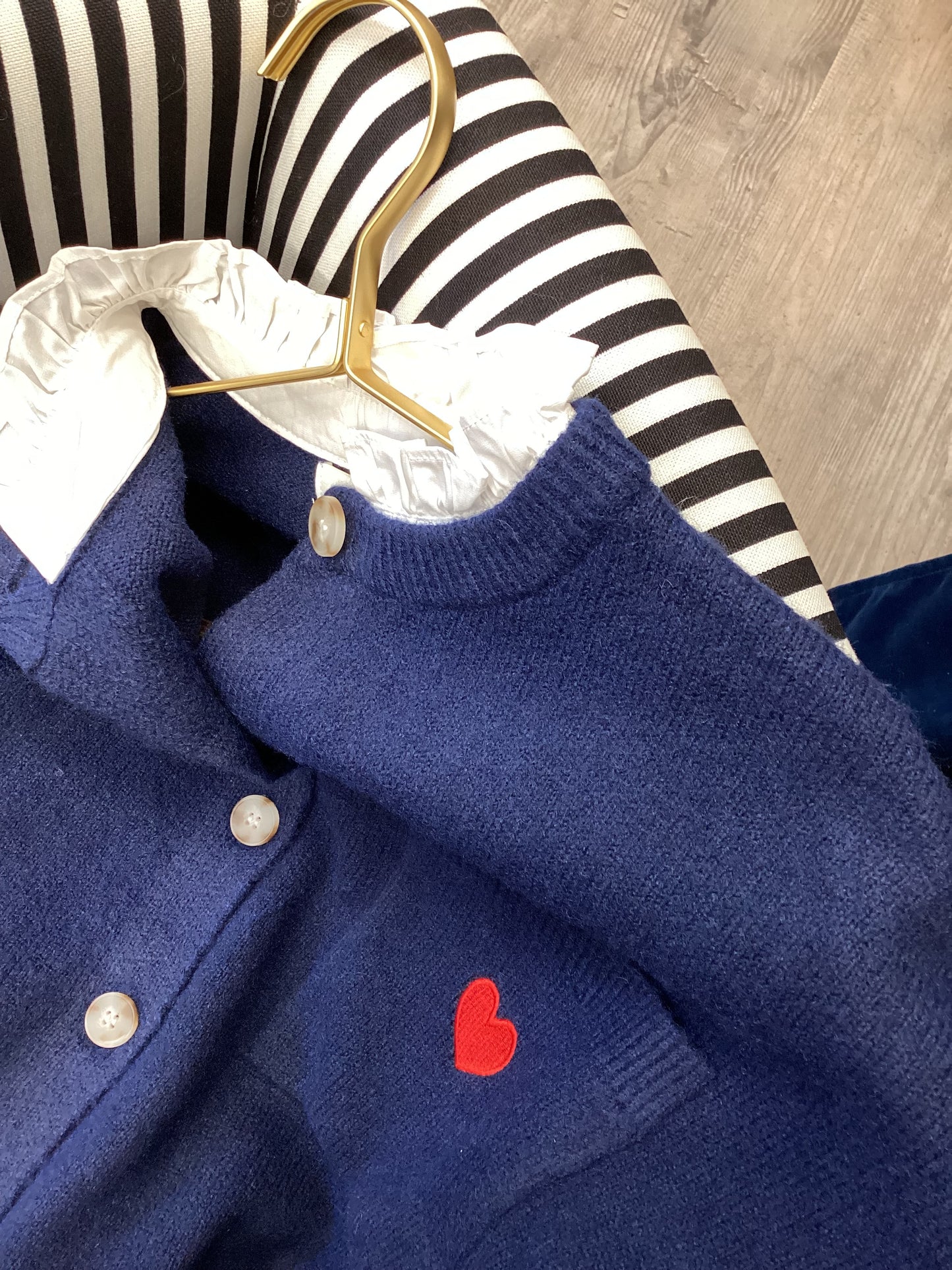 Damen Strickjacke mit Rüschen ❤️ One Size Navy Blue