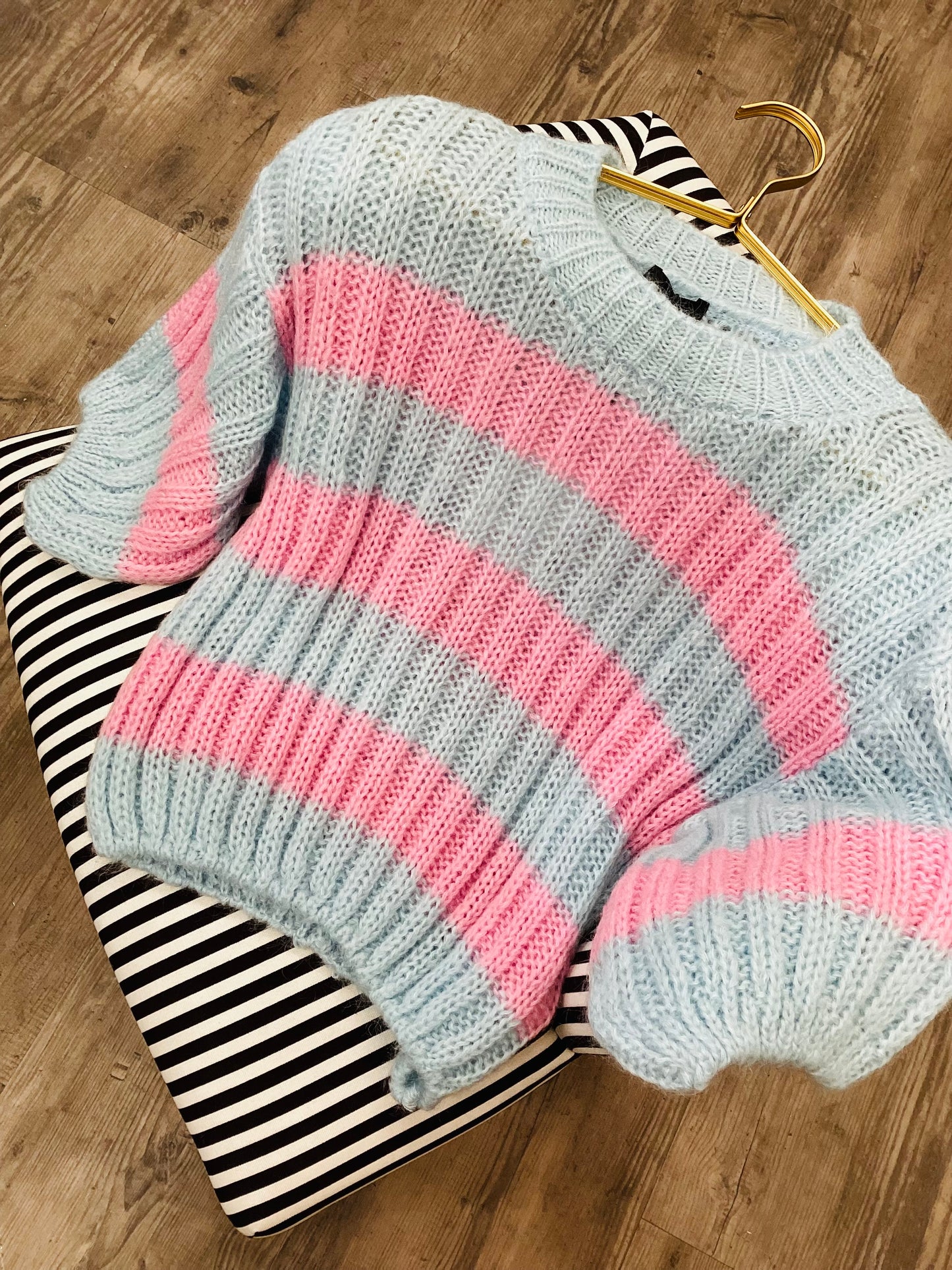 Kurzarm Pullover 🩵🎀🩵🎀 gestreift One Size