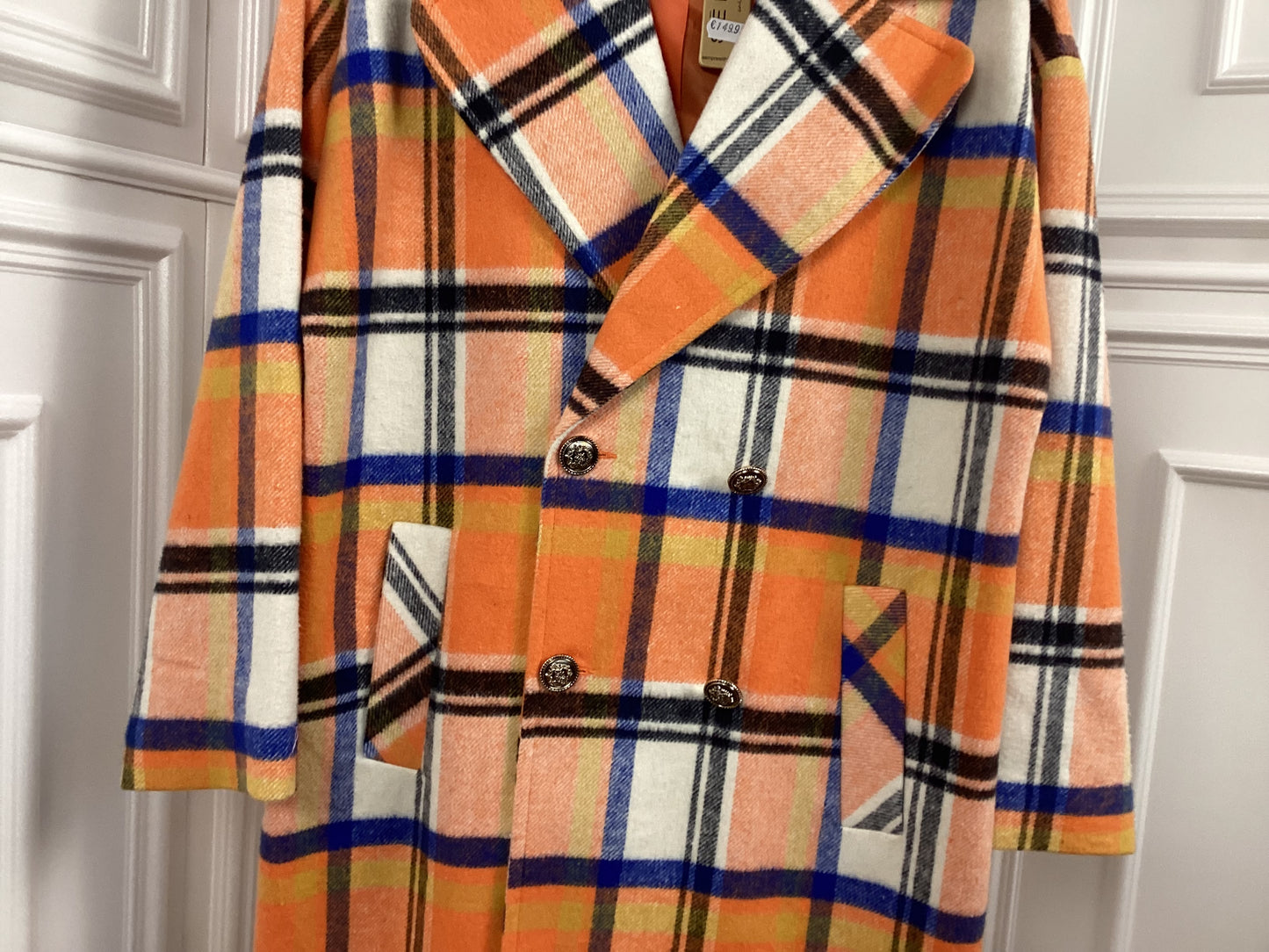 Damen Frühling Mantel in Love orange kariert Kobalt frisch