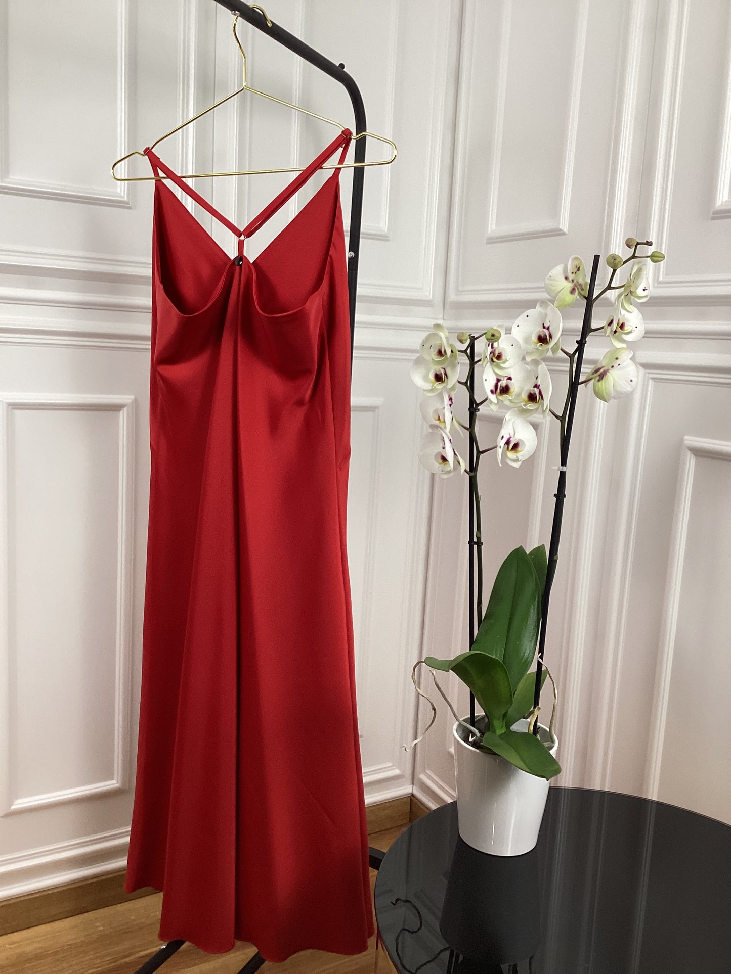 Kleid festlich rot Satin Look Wow