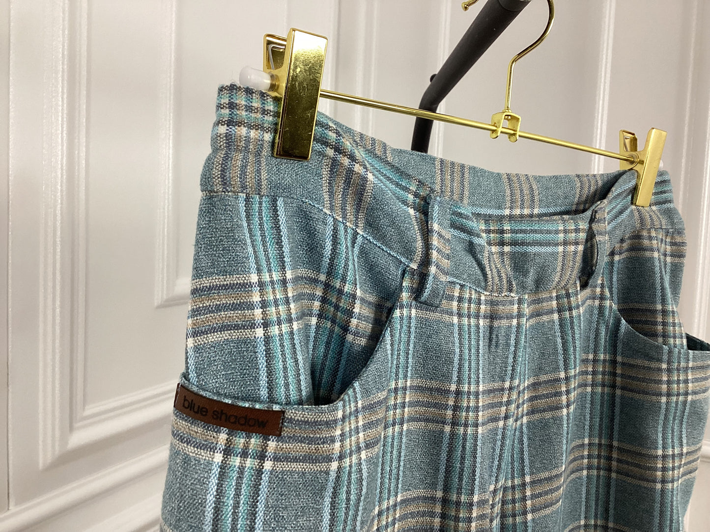 Tolle karierte Hose SkyBlue beige gerade geschnitten