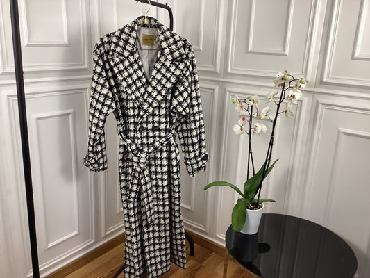 Damen Mantel Coat black beige Vanille Gürtel weich Frühling