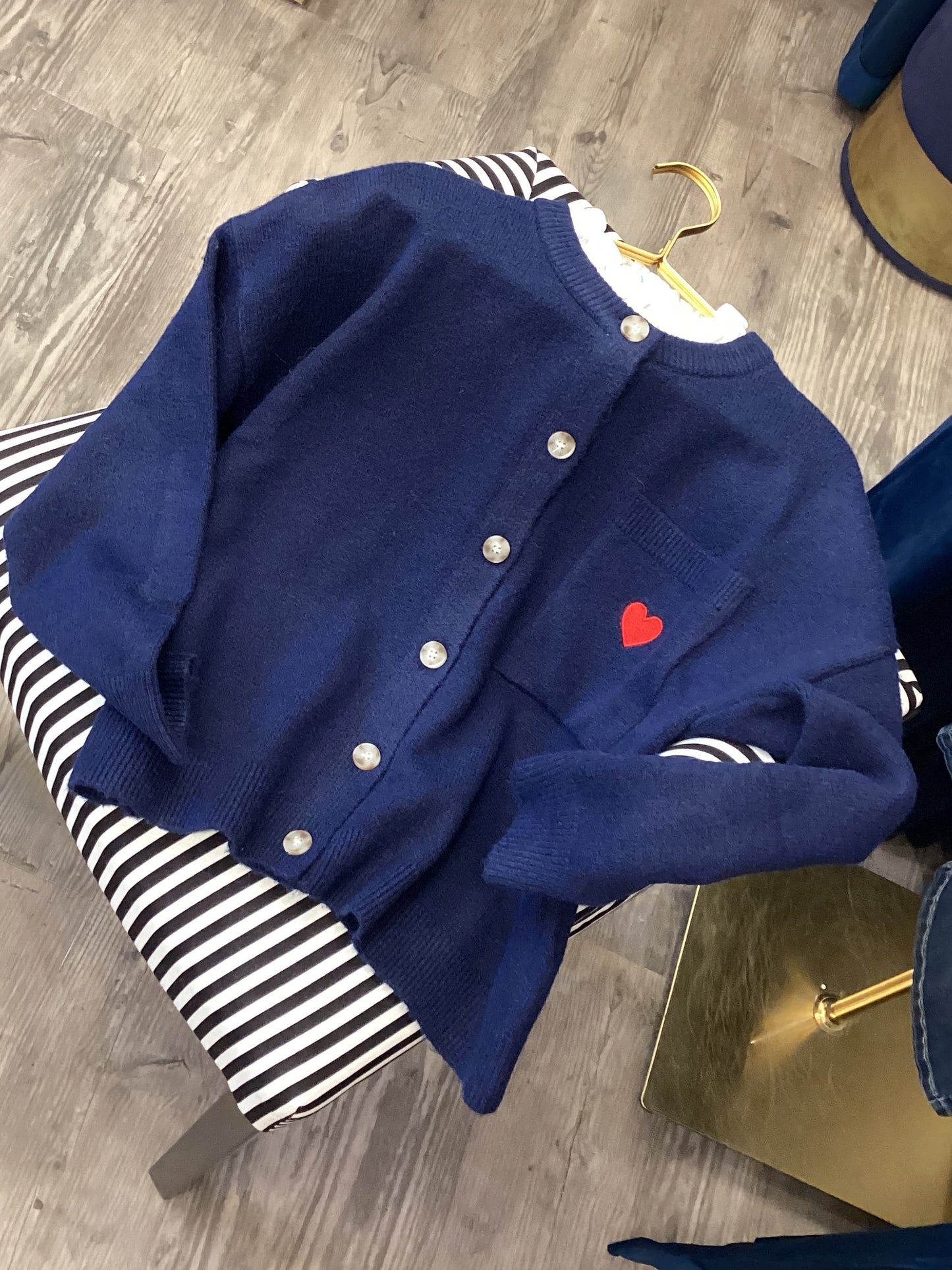 Damen Strickjacke mit Rüschen ❤️ One Size Navy Blue