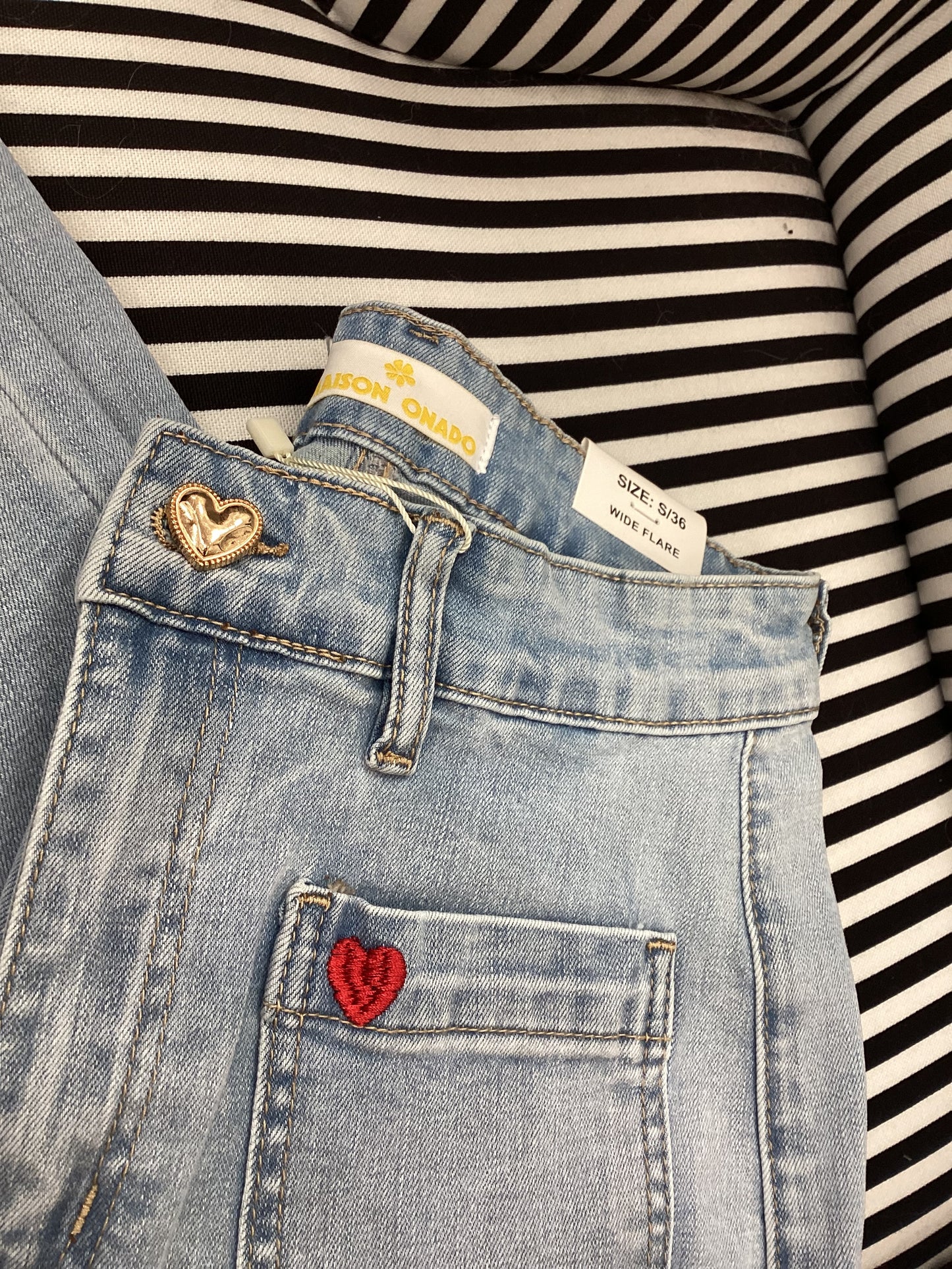 Damen Jeans Love ❤️  Wide Flare amour sky blue