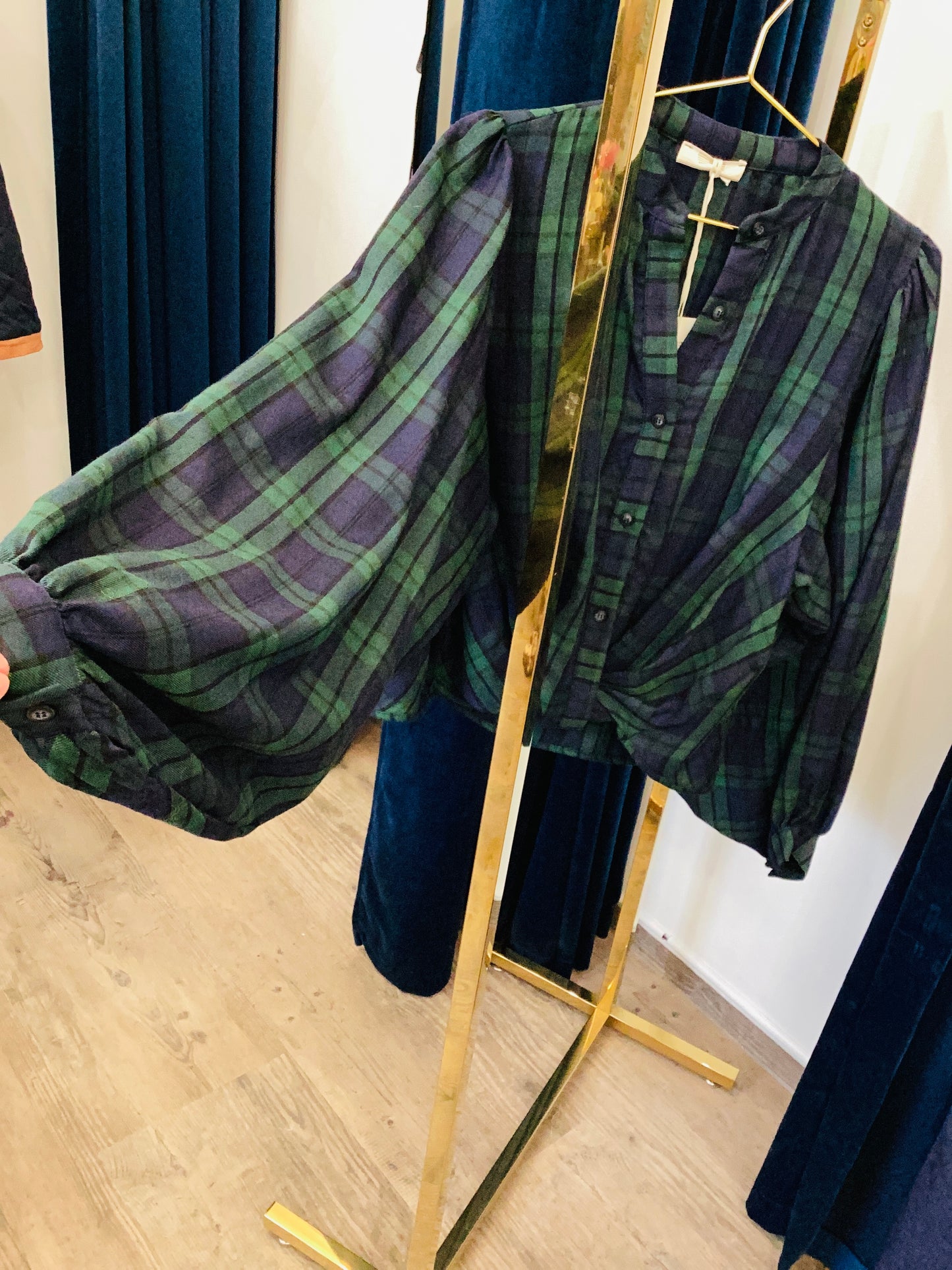 Tartan 🤠 Look Bluse mit Wickel Optik One Size