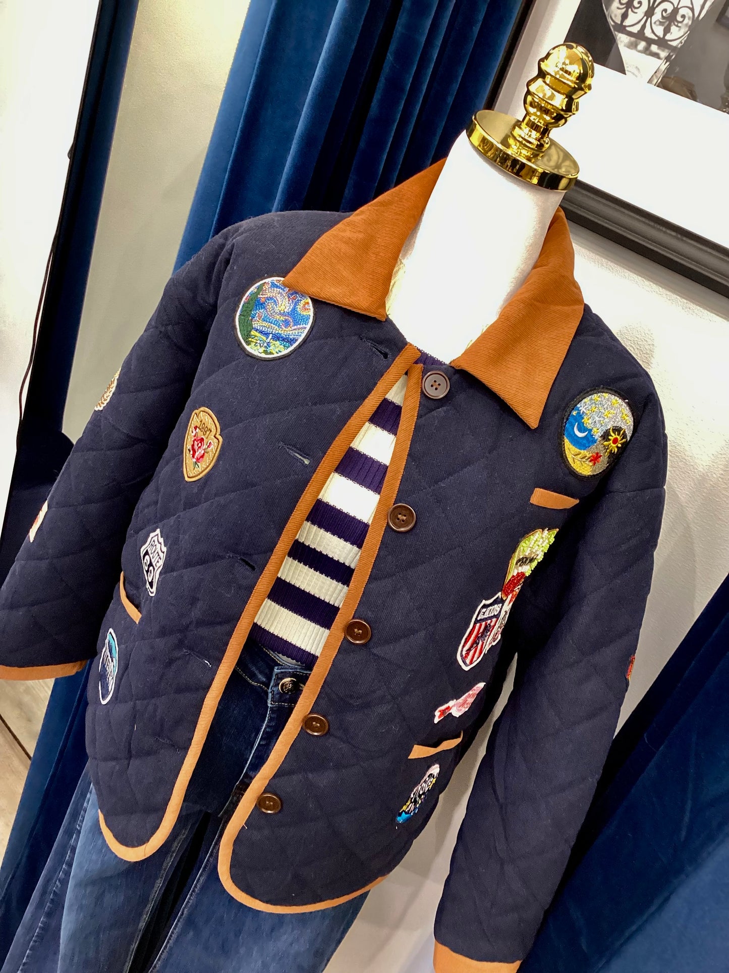 Übergangsjacke ♣️♠️ Jacke Modern Logo Patches Navy