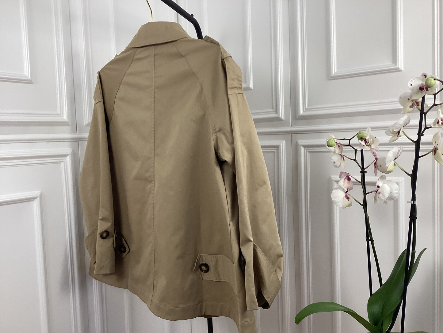 Trenchcoat kurz Jacke beige Frühling Damen Oversize Knöpfe