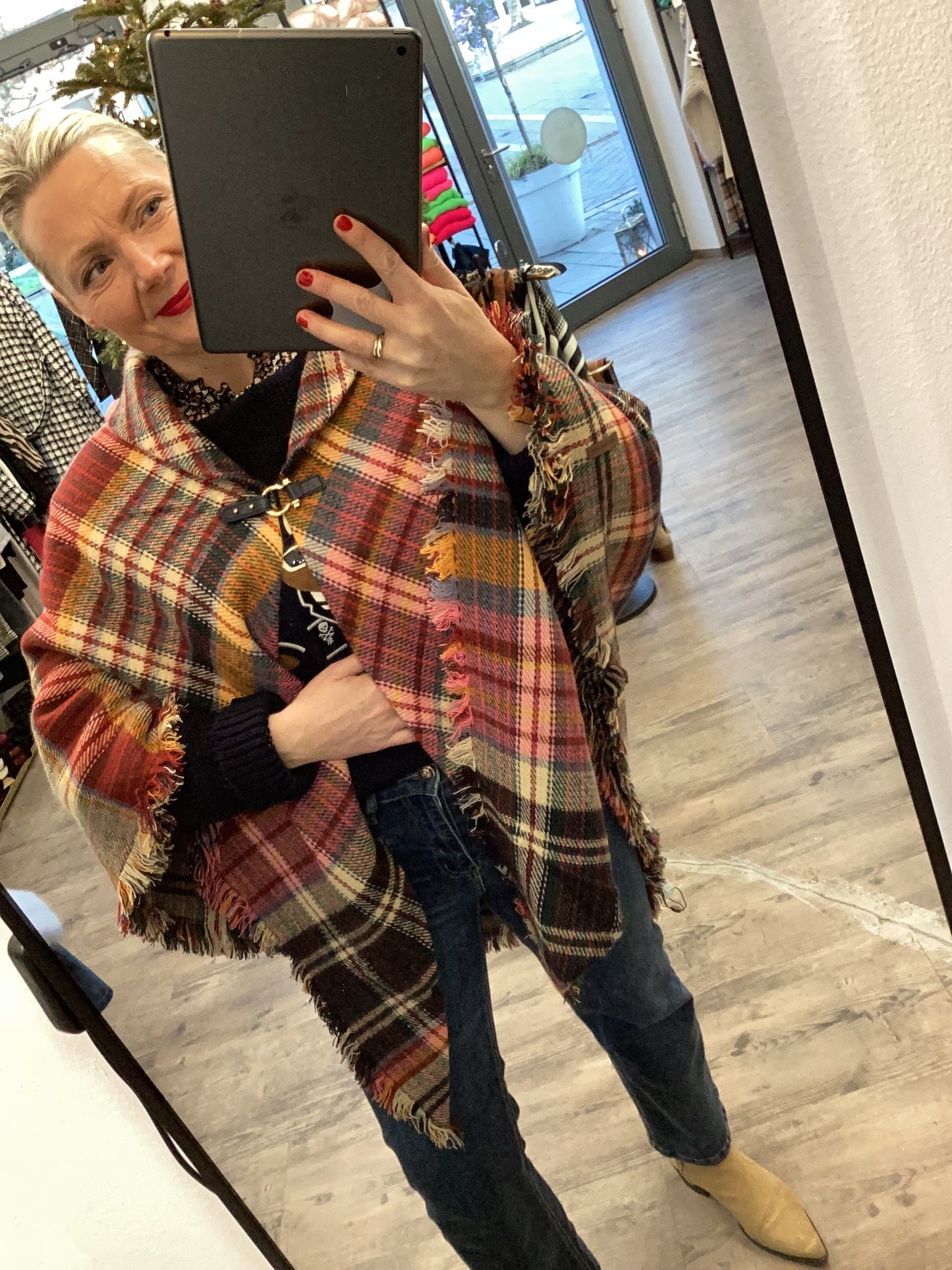 Poncho ❤️♠️💃🏻 Capes Fransen Muster One Size