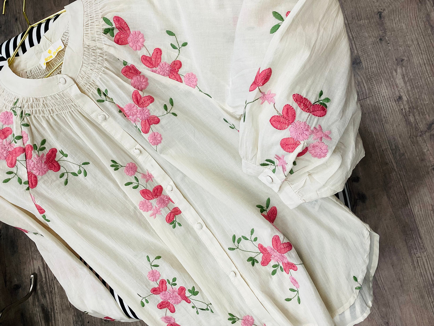 Damen Bluse Flowers with Vanille 🌸🌷 Baumwolle