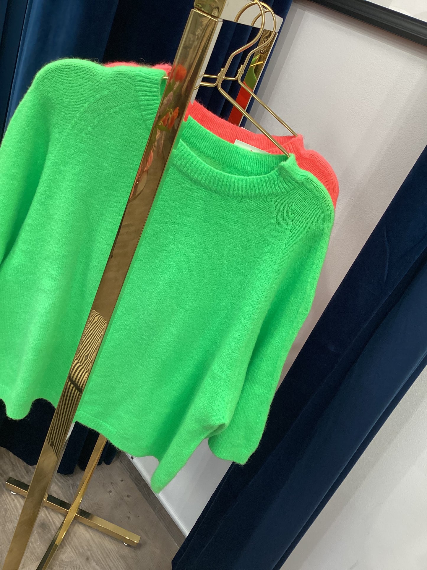 Kurzarm Pullover 🍏🧡 Neon Green Orange One Size