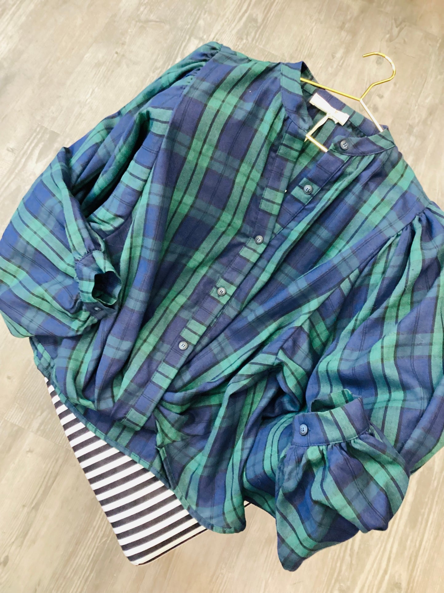 Tartan 🤠 Look Bluse mit Wickel Optik One Size