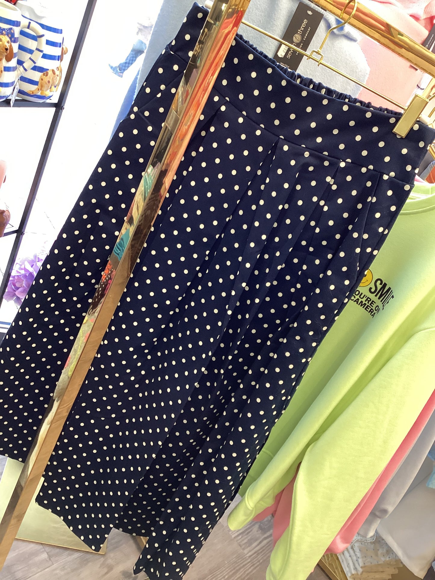 Wunderschöne gepunktete MIDI Maxi Rock ⚪️🔵mit Taschen