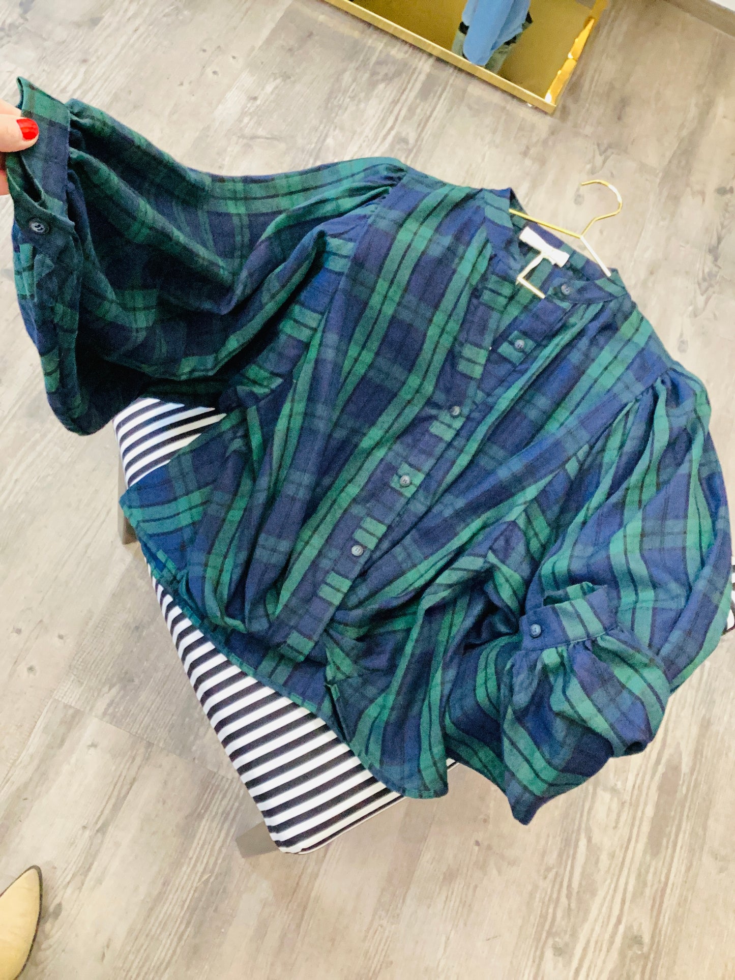 Tartan 🤠 Look Bluse mit Wickel Optik One Size