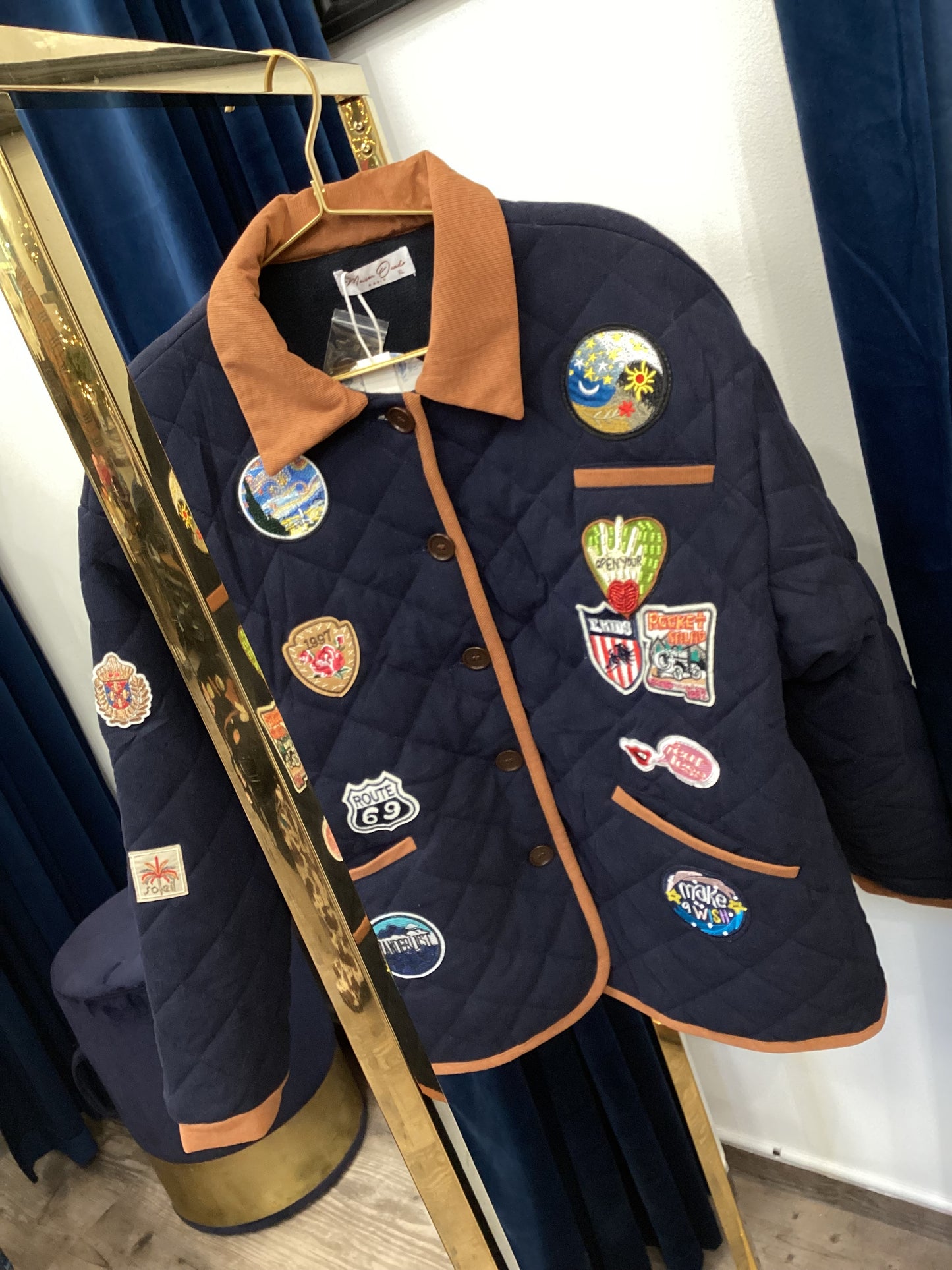 Übergangsjacke ♣️♠️ Jacke Modern Logo Patches Navy
