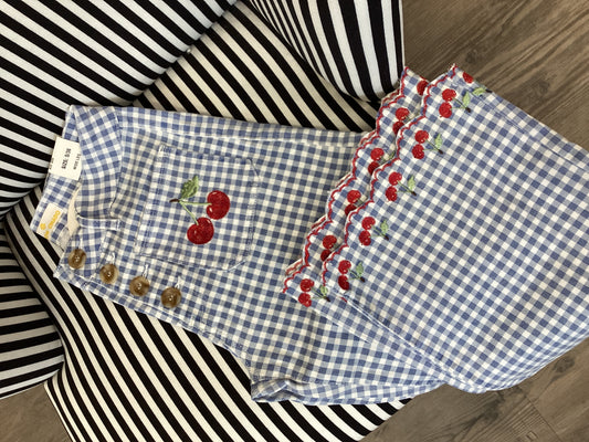 Wide Leg 7/8🍒 Damen Jeans Vanille Sky Blue kariert