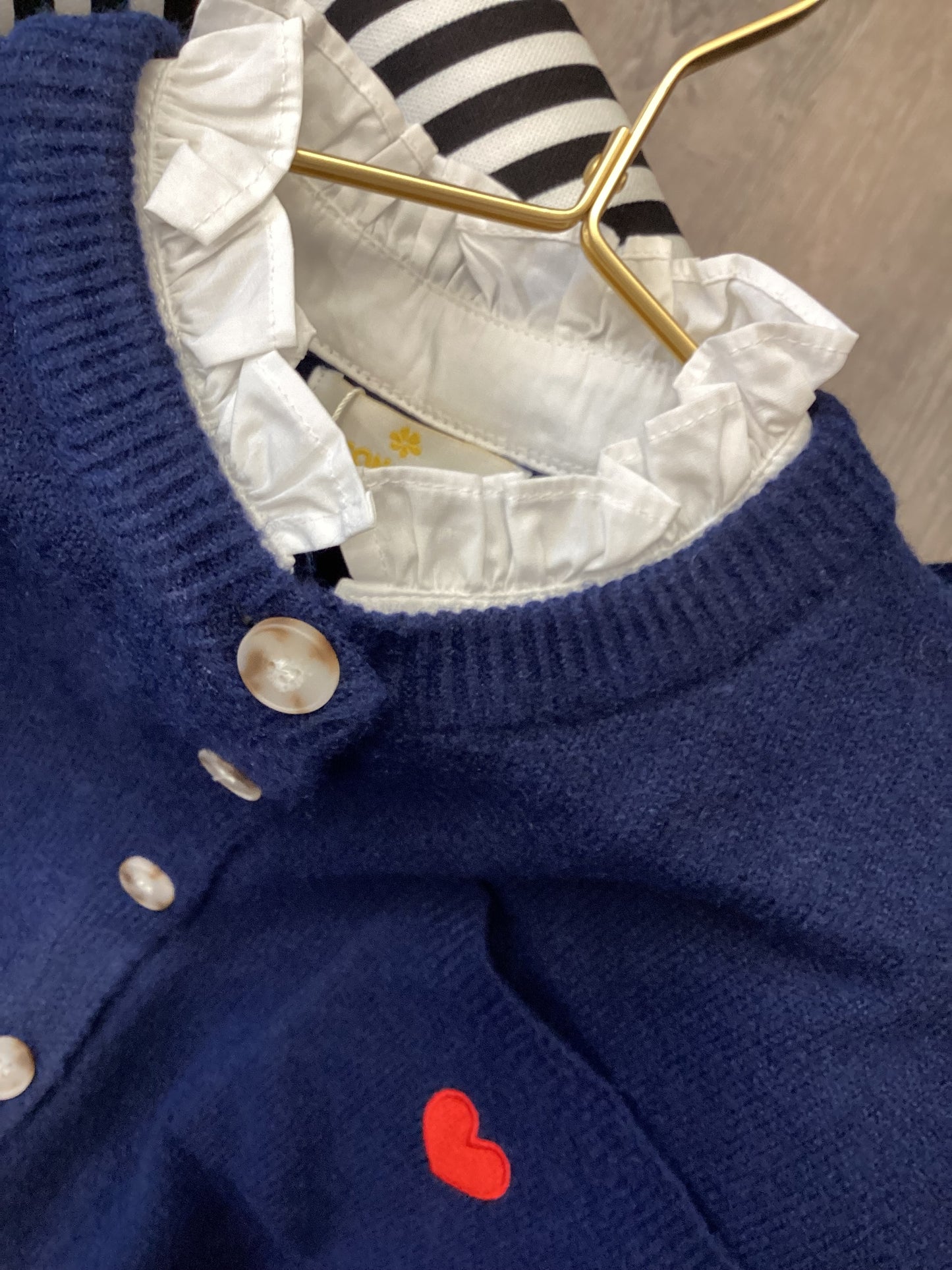 Damen Strickjacke mit Rüschen ❤️ One Size Navy Blue