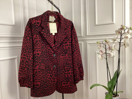Leo Bordeaux Sakko Jacke stylisch Trends One Size Oversize