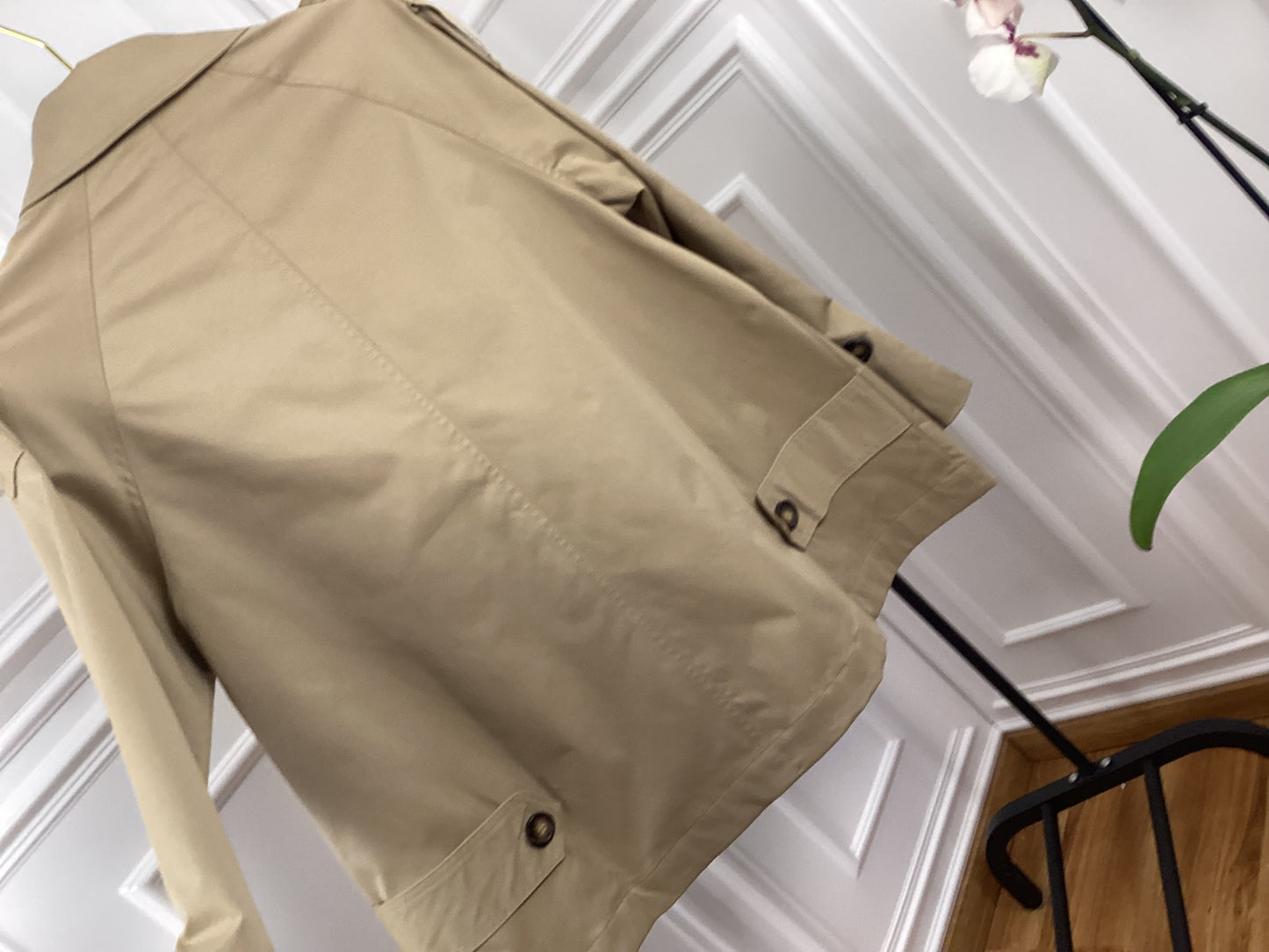Trenchcoat kurz Jacke beige Frühling Damen Oversize Knöpfe