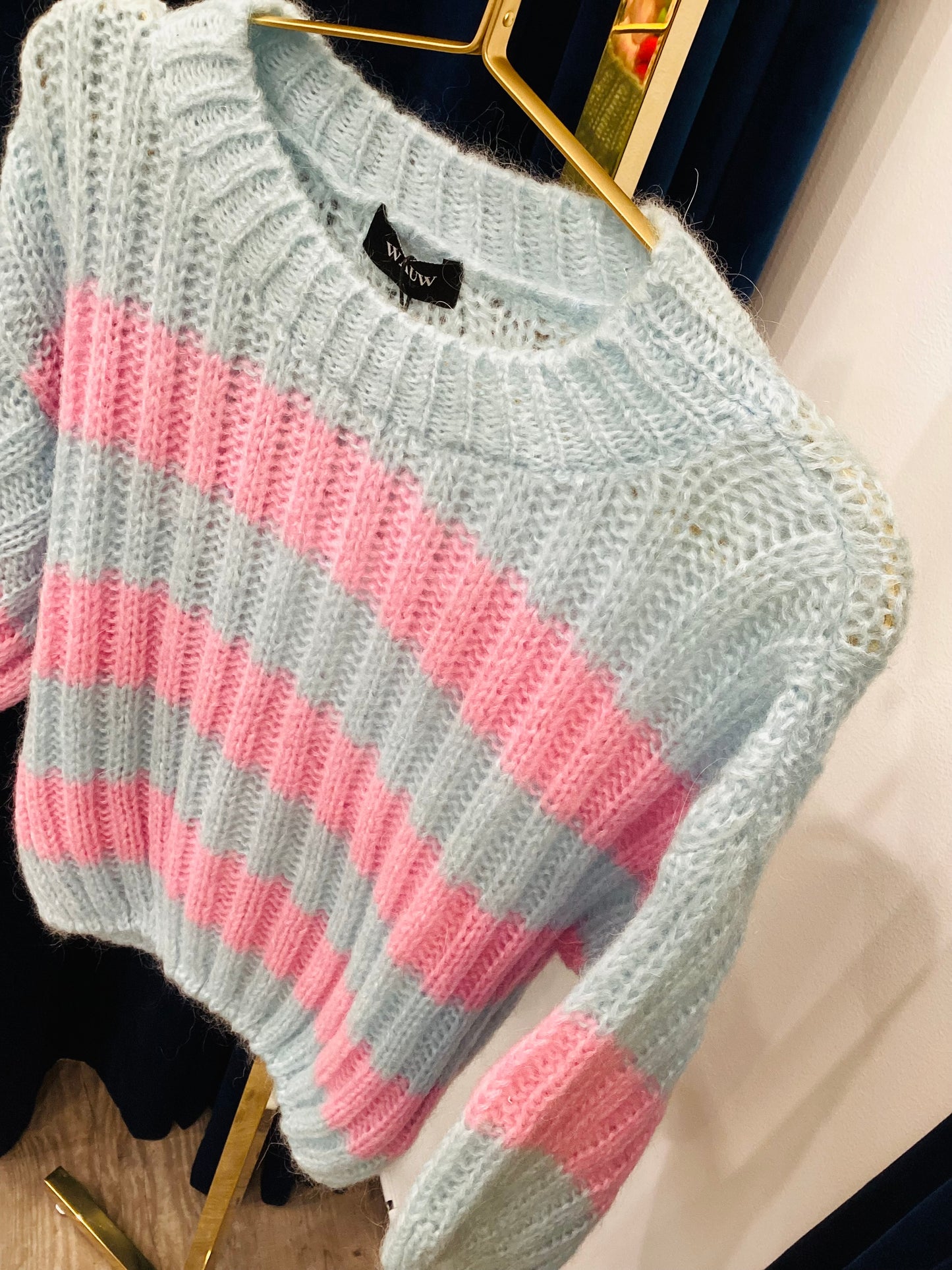 Kurzarm Pullover 🩵🎀🩵🎀 gestreift One Size