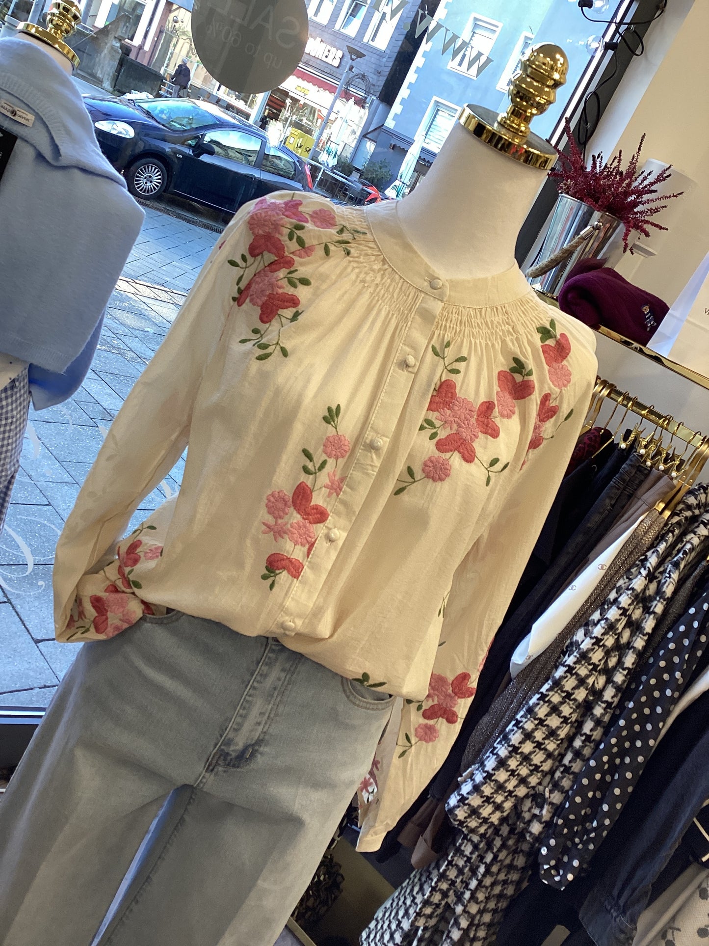 Damen Bluse Flowers with Vanille 🌸🌷 Baumwolle