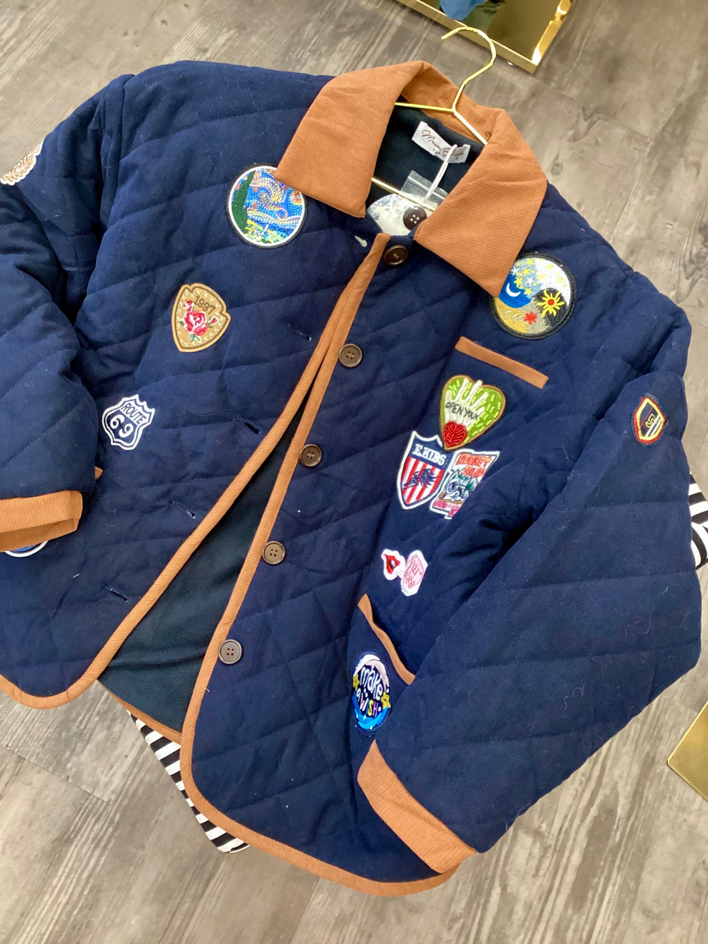 Übergangsjacke ♣️♠️ Jacke Modern Logo Patches Navy