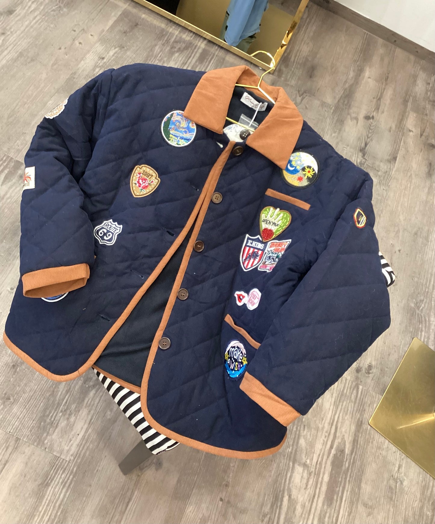 Übergangsjacke ♣️♠️ Jacke Modern Logo Patches Navy