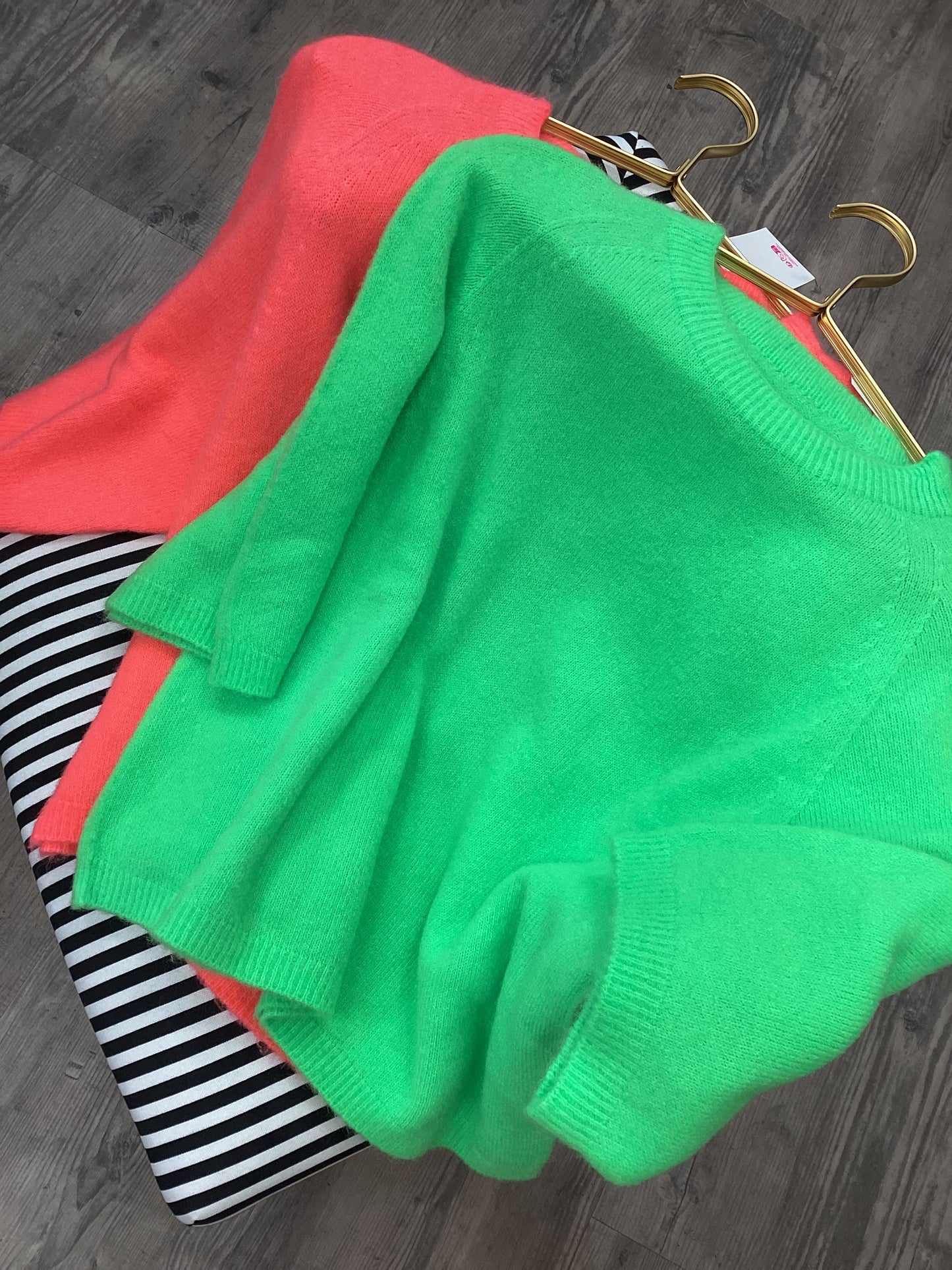 Kurzarm Pullover 🍏🧡 Neon Green Orange One Size