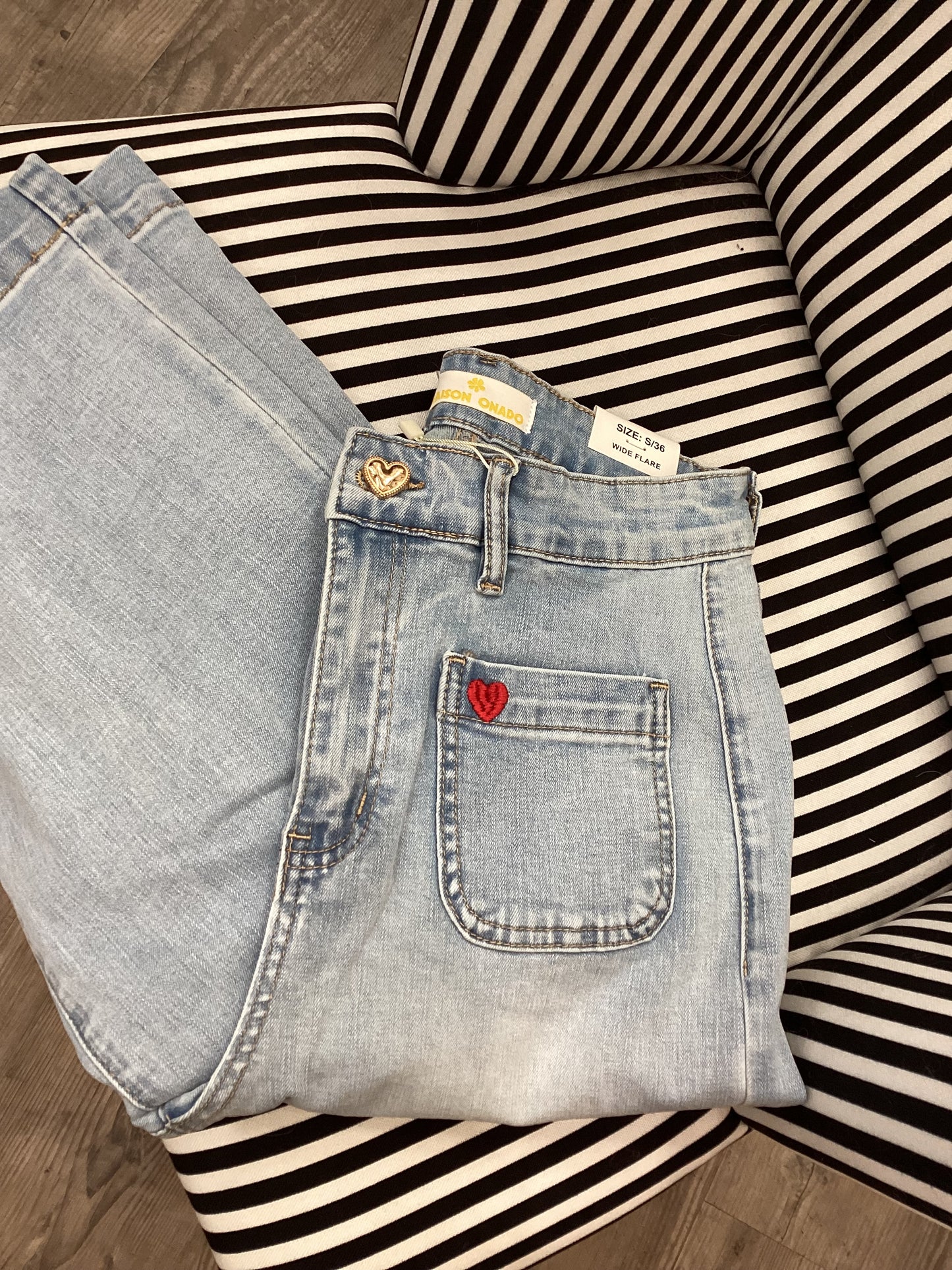 Damen Jeans Love ❤️  Wide Flare amour sky blue