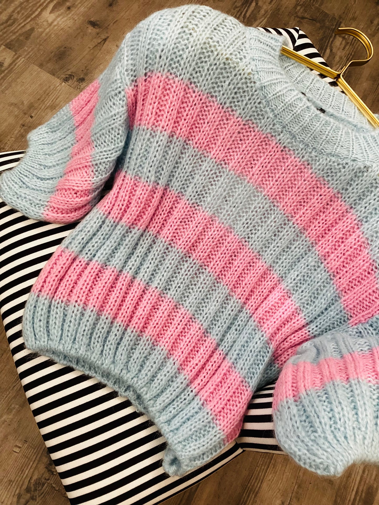 Kurzarm Pullover 🩵🎀🩵🎀 gestreift One Size