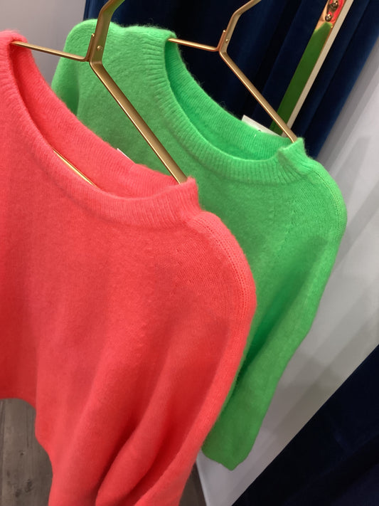 Kurzarm Pullover 🍏🧡 Neon Green Orange One Size