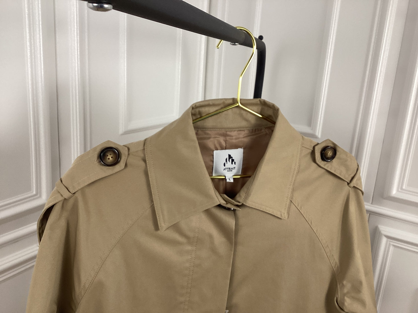 Trenchcoat kurz Jacke beige Frühling Damen Oversize Knöpfe