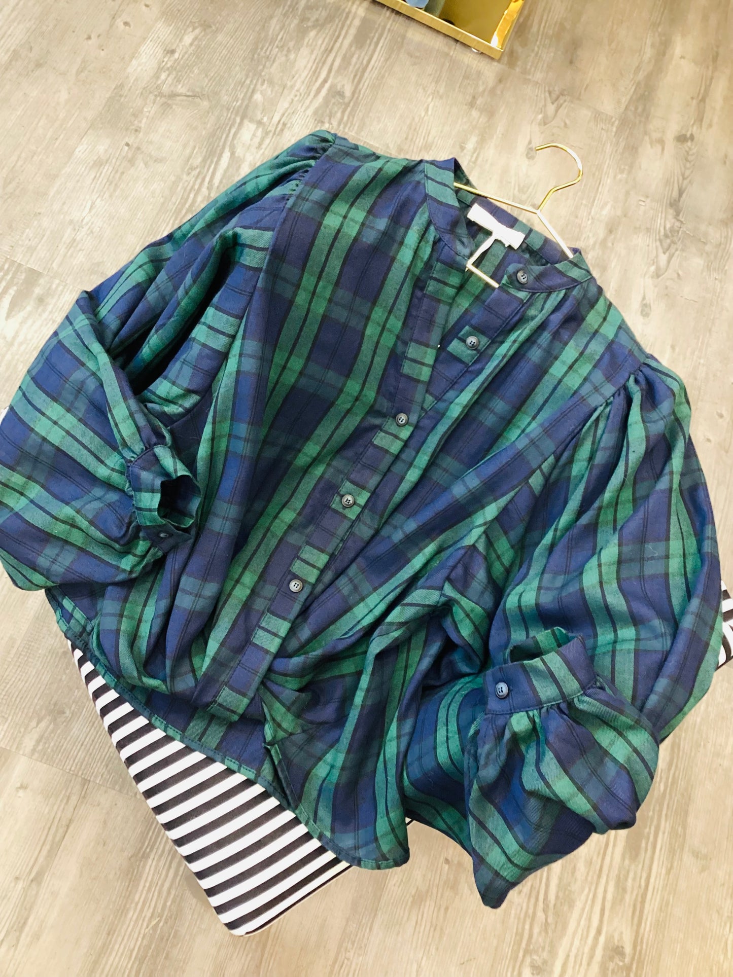 Tartan 🤠 Look Bluse mit Wickel Optik One Size