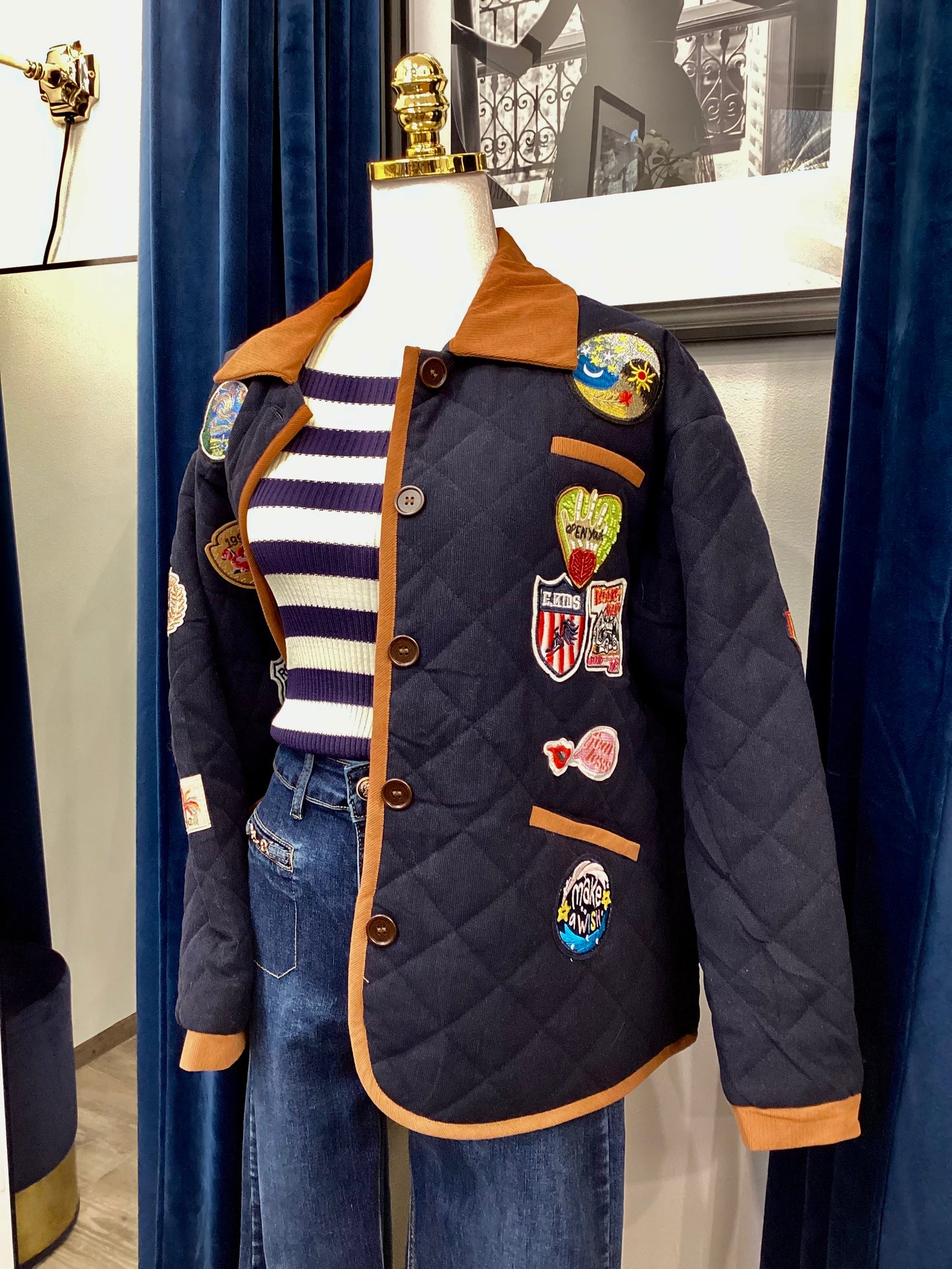 Übergangsjacke ♣️♠️ Jacke Modern Logo Patches Navy