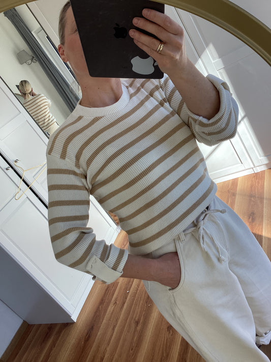 Pullover Sempre Vanille Cappuccino gestreift One Size
