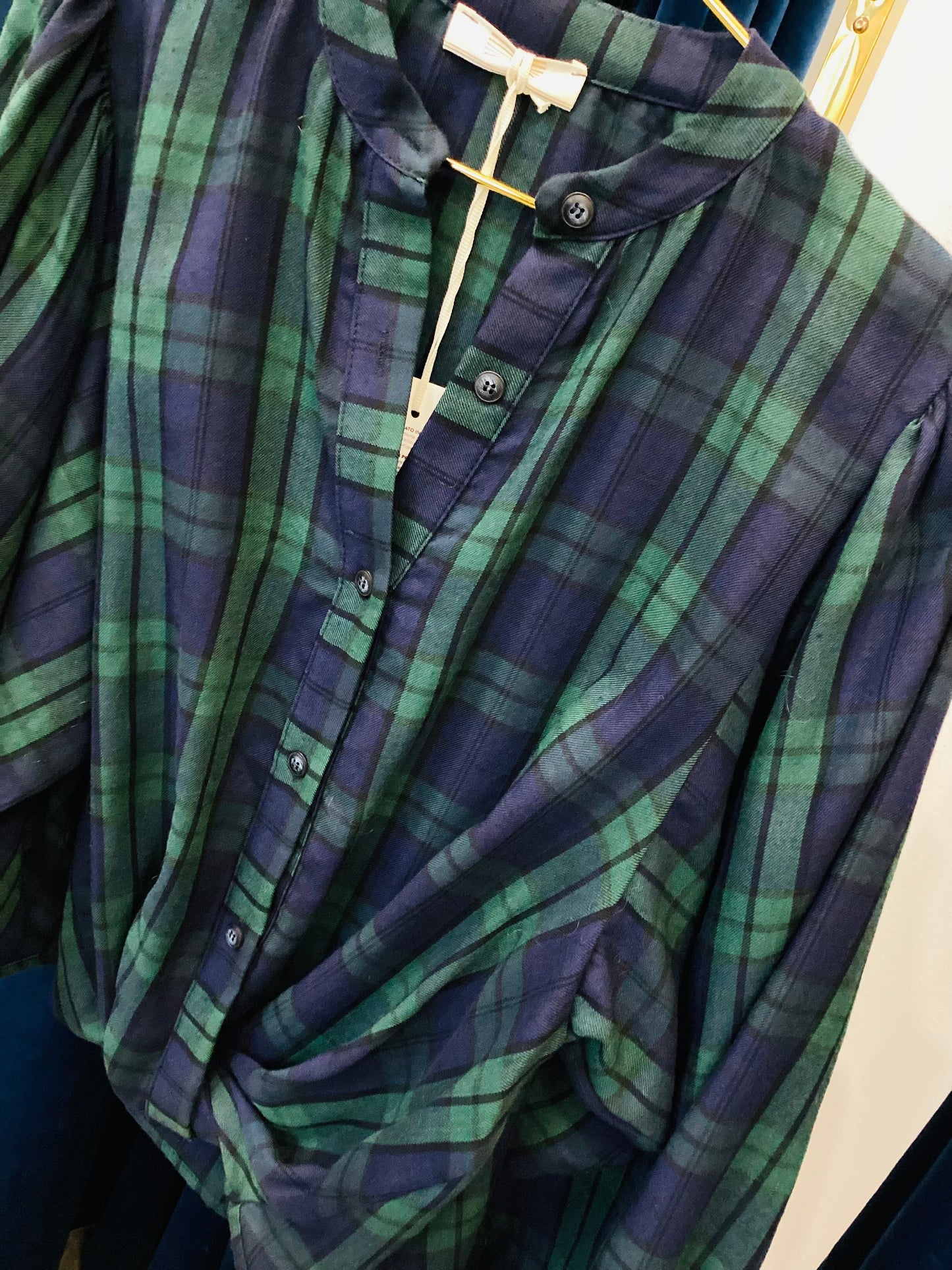 Tartan 🤠 Look Bluse mit Wickel Optik One Size