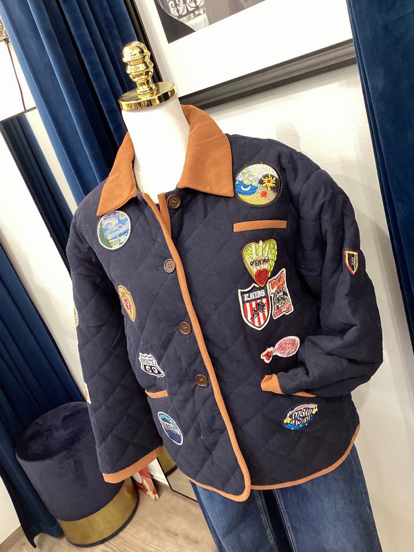 Übergangsjacke ♣️♠️ Jacke Modern Logo Patches Navy