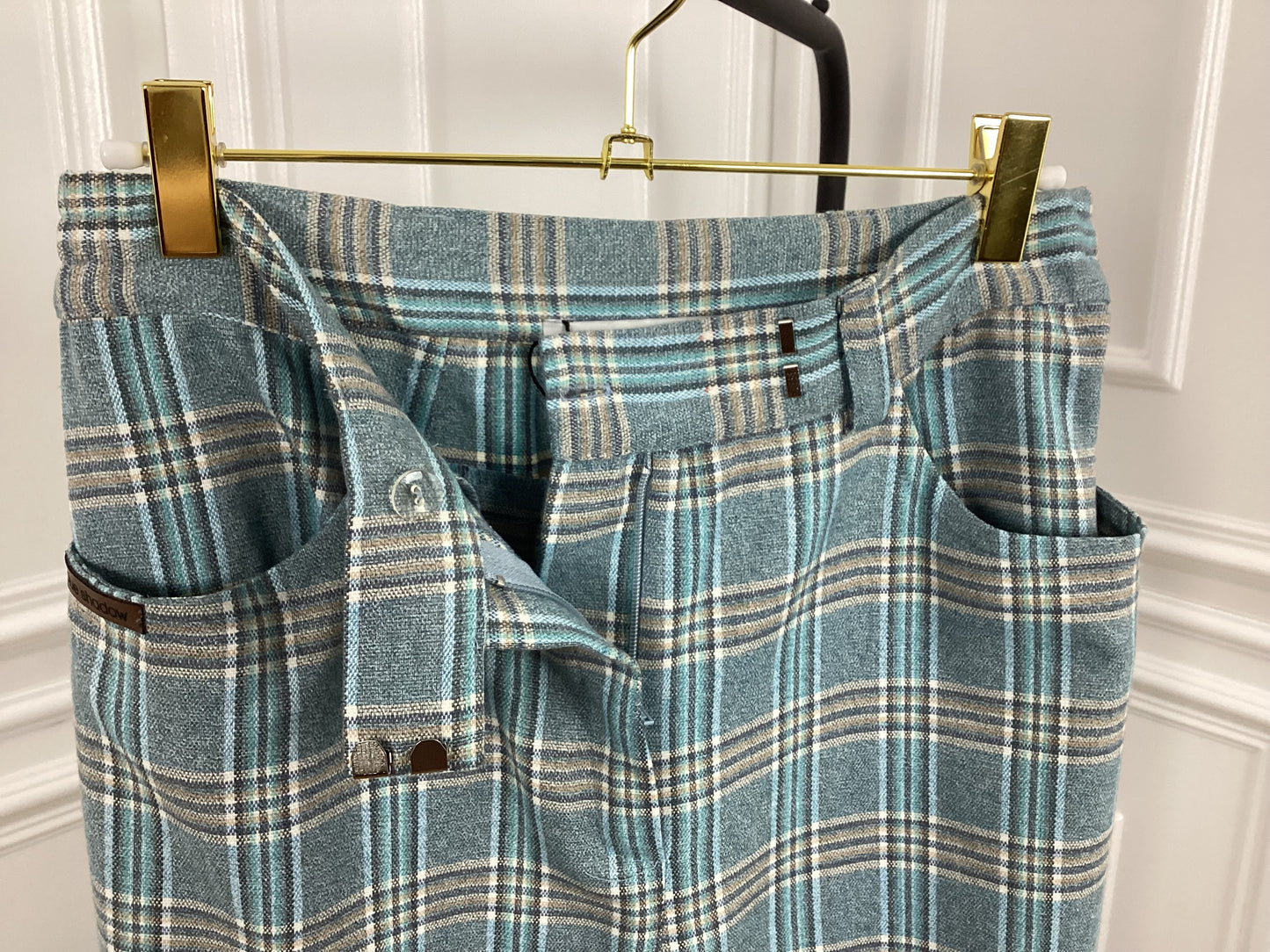 Tolle karierte Hose SkyBlue beige gerade geschnitten