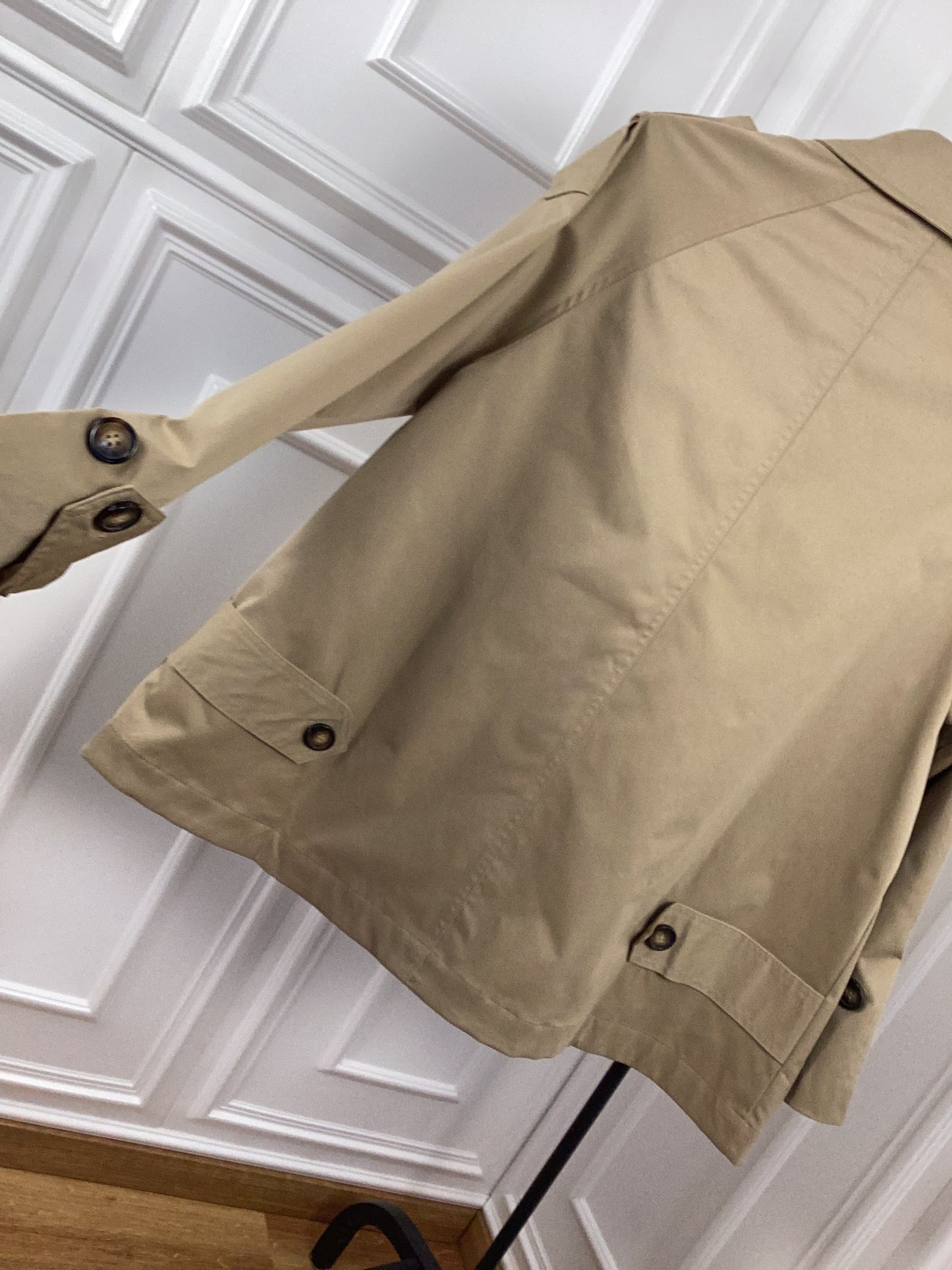 Trenchcoat kurz Jacke beige Frühling Damen Oversize Knöpfe