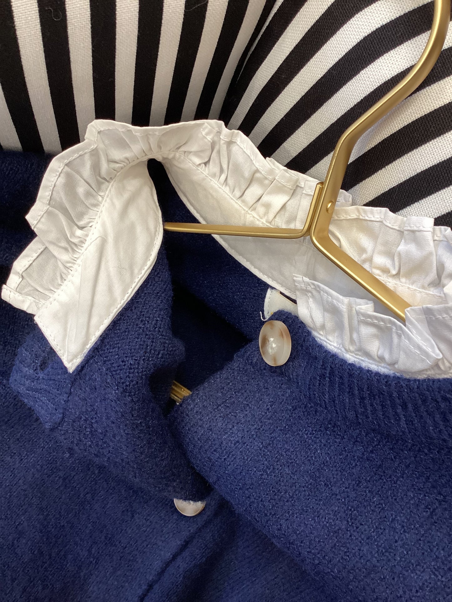 Damen Strickjacke mit Rüschen ❤️ One Size Navy Blue