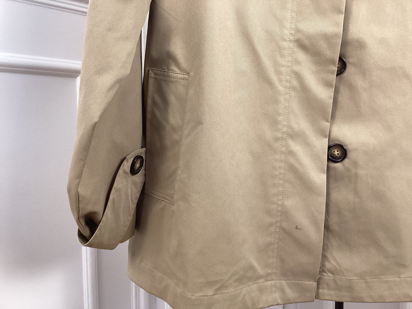 Trenchcoat kurz Jacke beige Frühling Damen Oversize Knöpfe