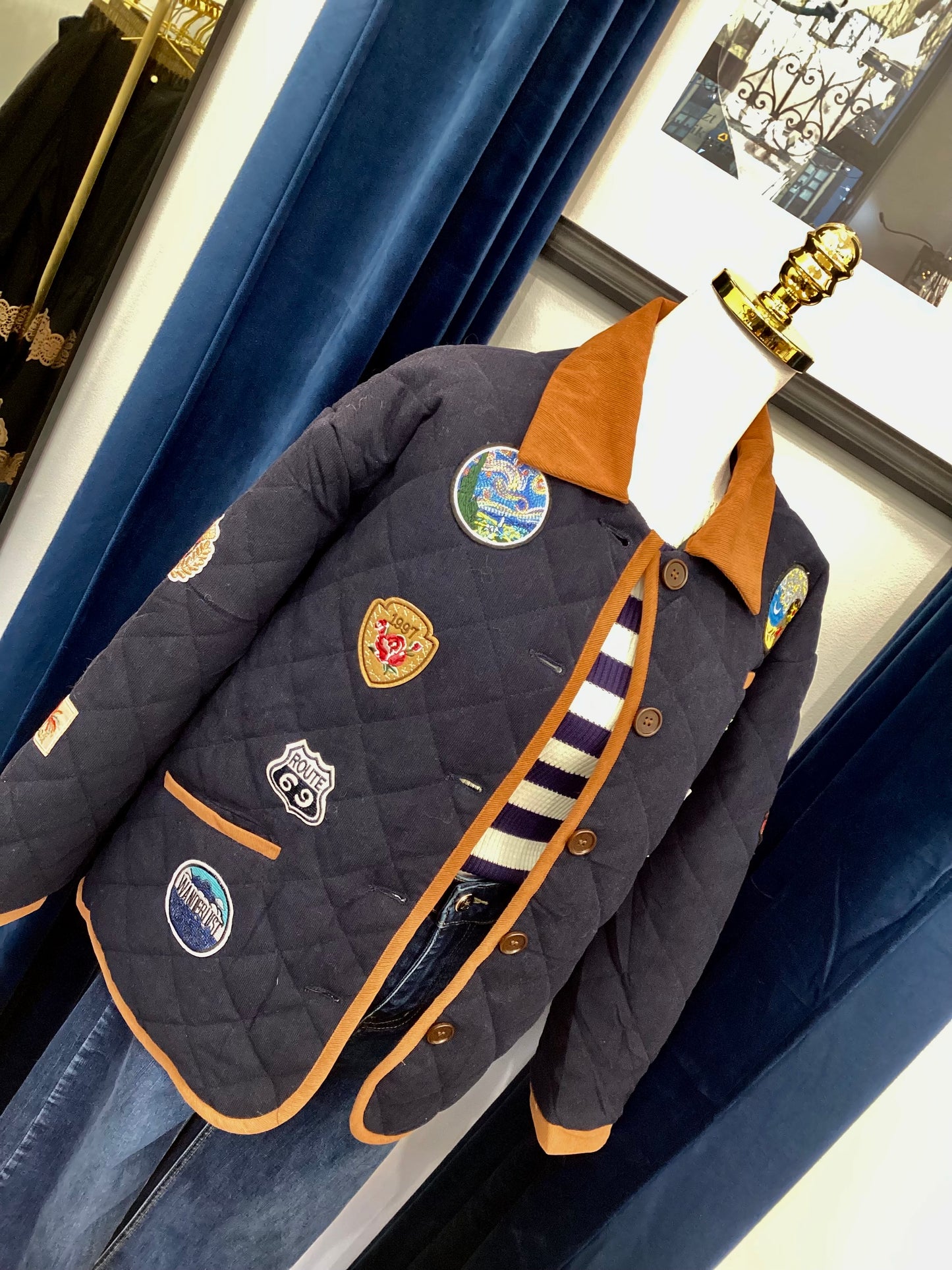 Übergangsjacke ♣️♠️ Jacke Modern Logo Patches Navy